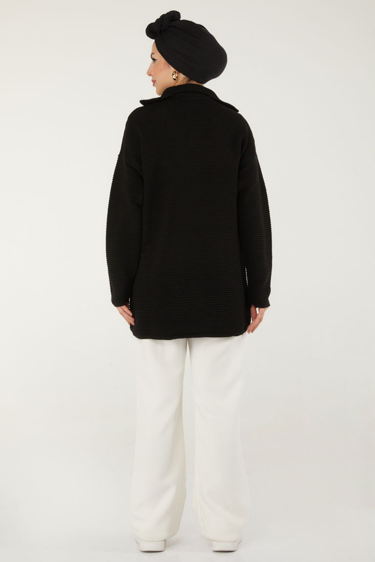 Fitili Fermuarlı Triko Kazak - 27632 - TOFİSA