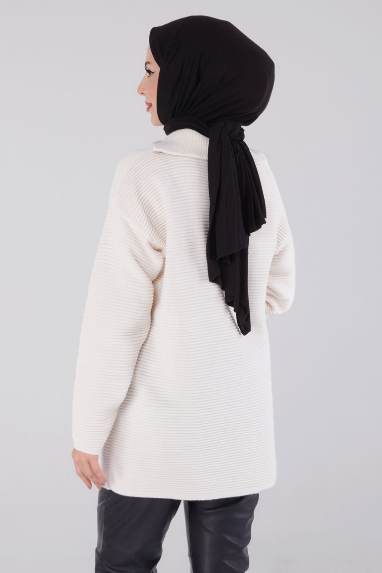 Fitili Fermuarlı Triko Kazak - 27632 - TOFİSA