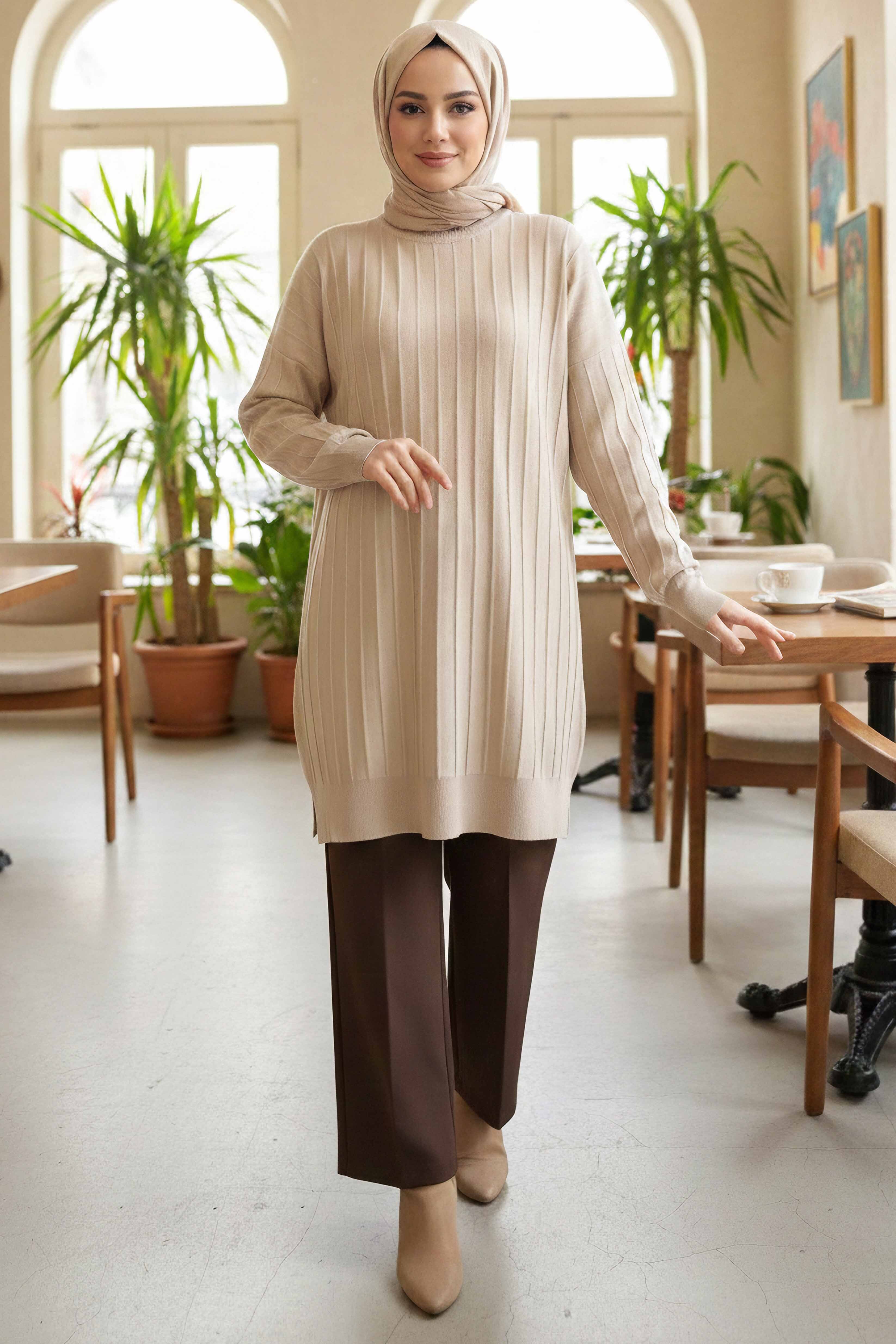 Fitilli Triko Tunik - 28080-BEJ - 2