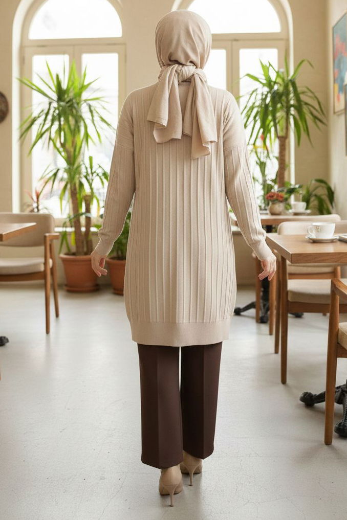 Fitilli Triko Tunik - 28080-BEJ - 3