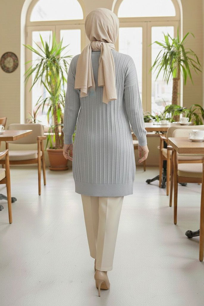 Fitilli Triko Tunik - 28080-GRI - 3