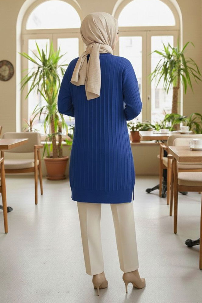 Fitilli Triko Tunik - 28080-SAKS - 3