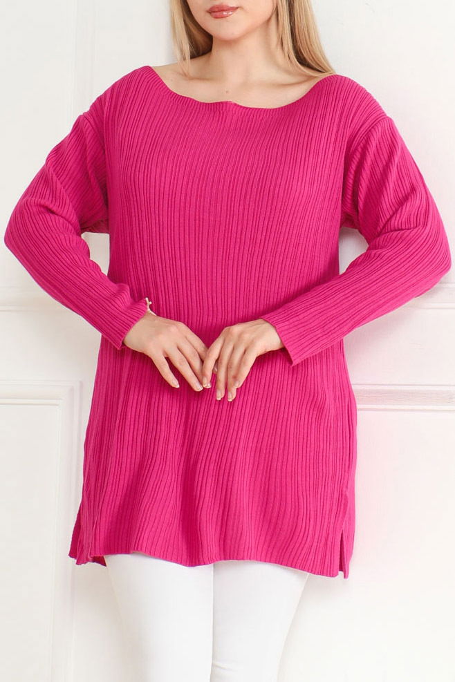 Fitilli Açık Yaka Triko Kazak - 27663 - TOFİSA