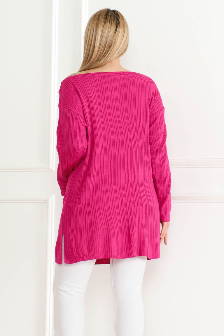 Fitilli Açık Yaka Triko Kazak - 27663 - TOFİSA