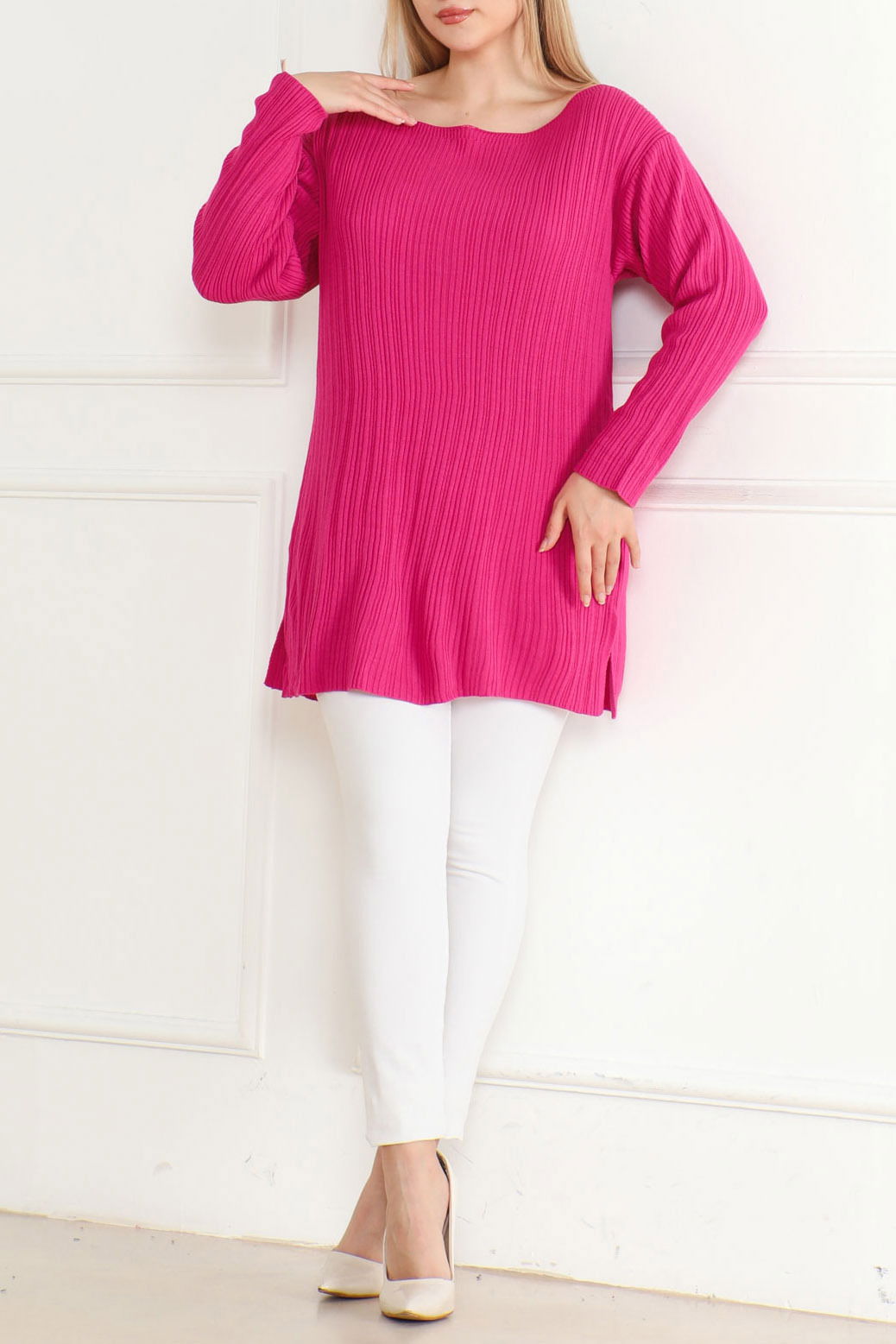 Fitilli Açık Yaka Triko Kazak - 27663 - 2