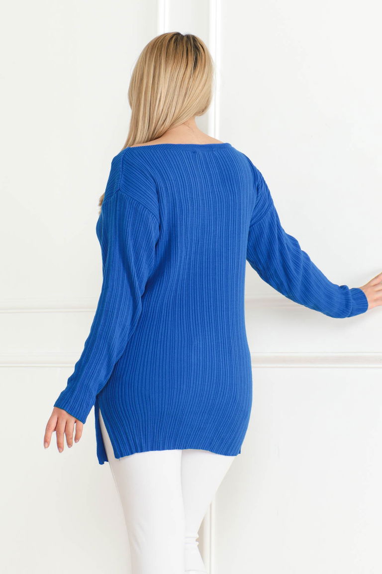 Fitilli Açık Yaka Triko Kazak - 27663 - TOFİSA