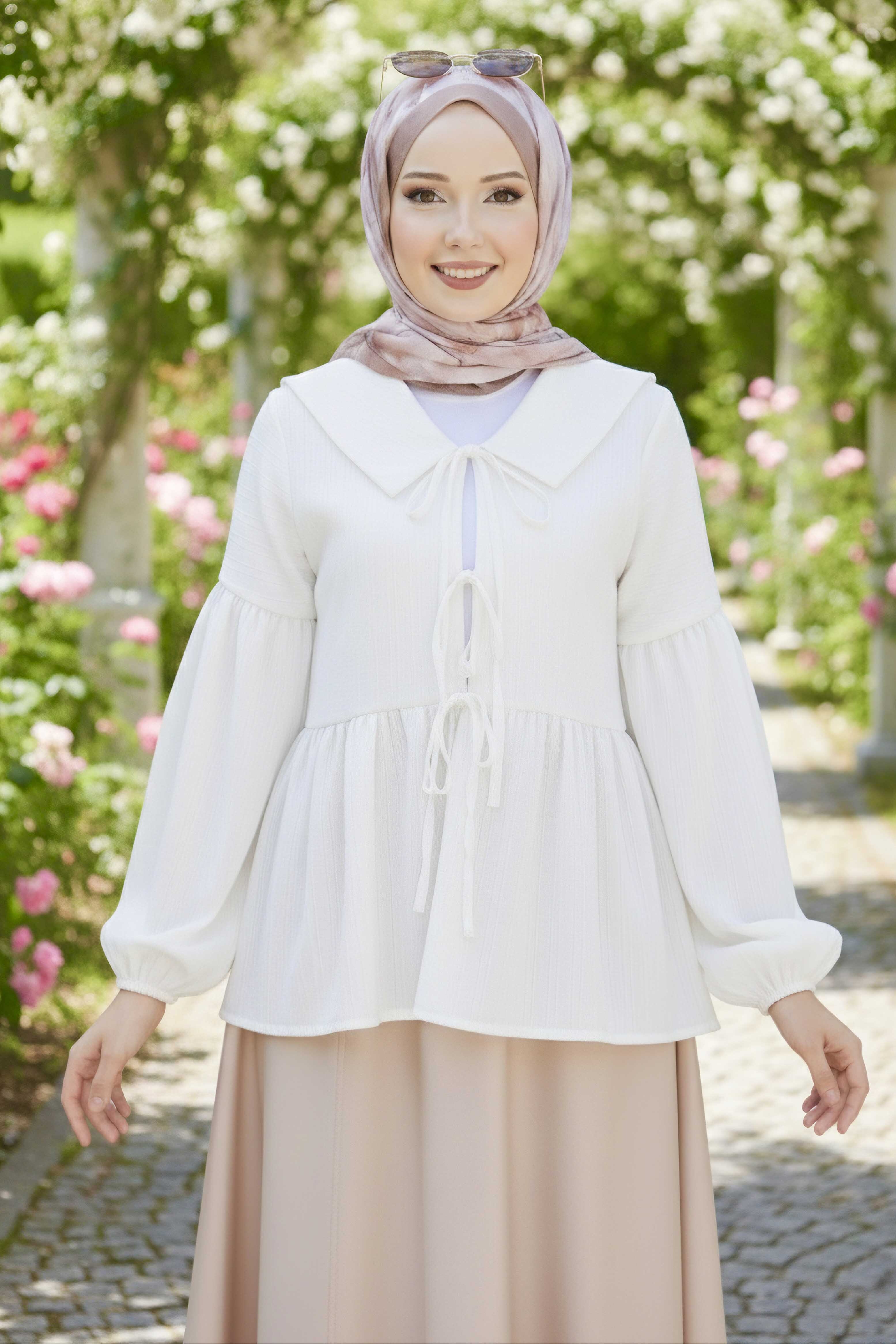 Fitilli Bağcıklı Ceket - 28207-BEYAZ - 1