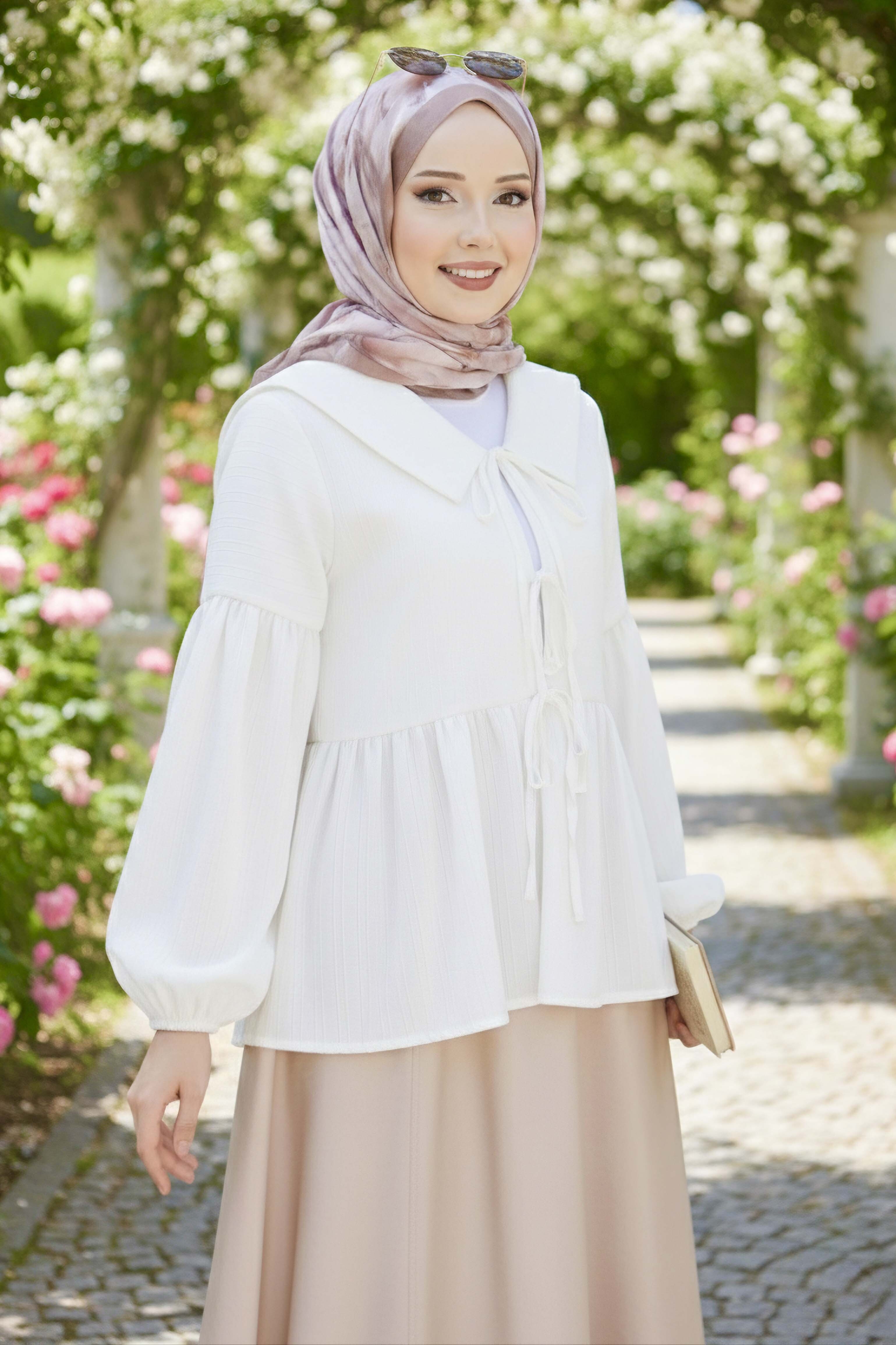 Fitilli Bağcıklı Ceket - 28207-BEYAZ - 2