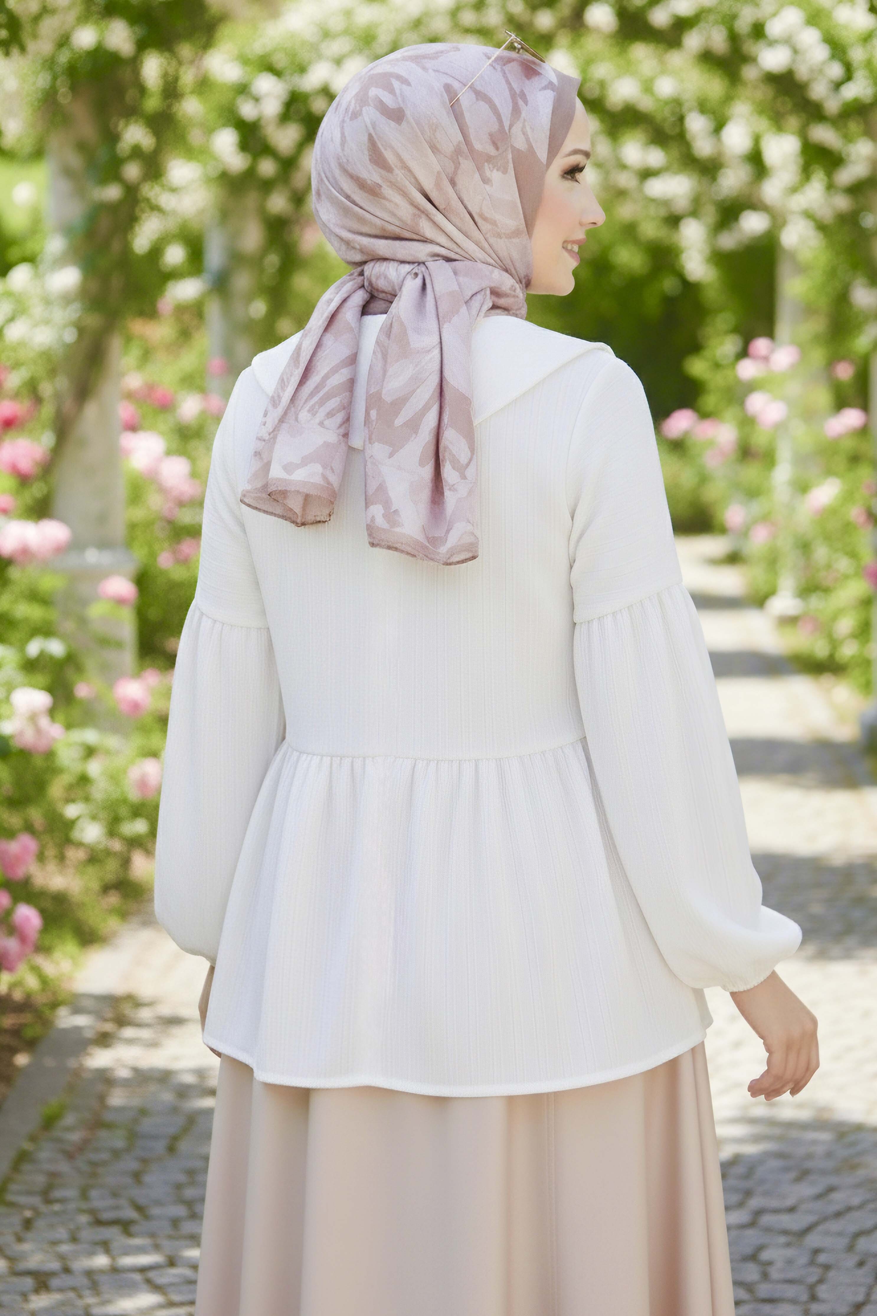 Fitilli Bağcıklı Ceket - 28207-BEYAZ - 4