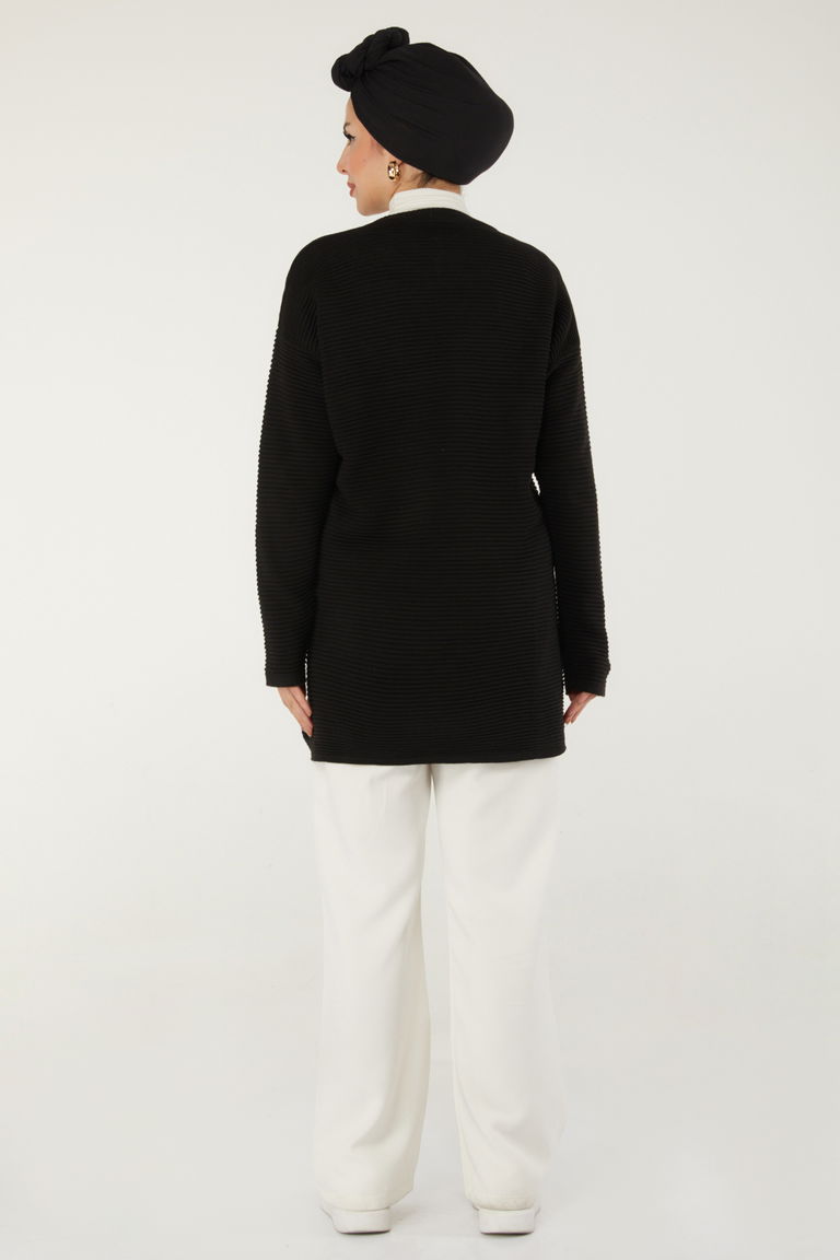 Fitilli Düğmeli Triko Kazak - 27636 - TOFİSA