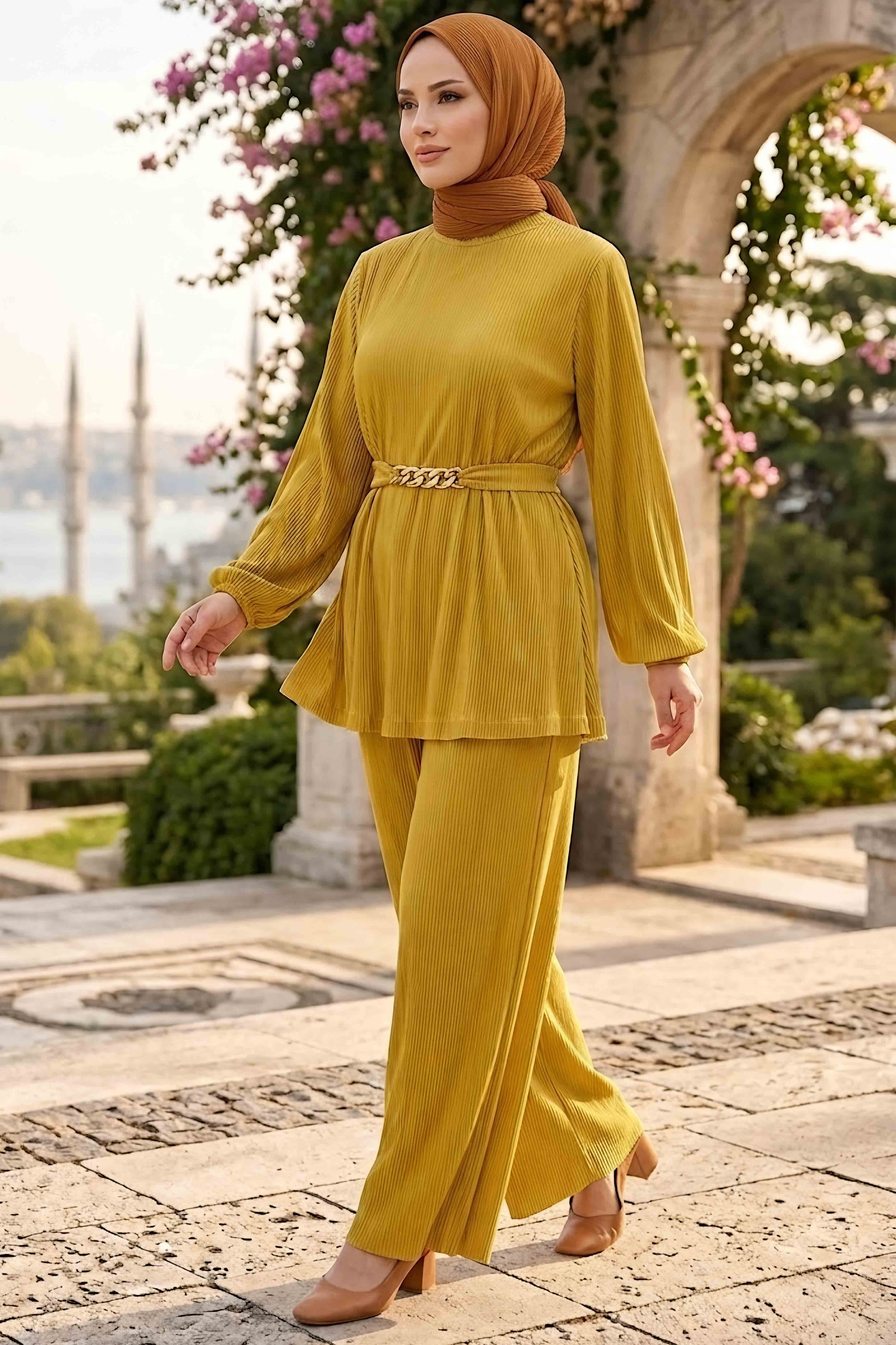 Fitilli Kuşaklı İkili Takım Yağ Yeşili - 28832-YAG-YESILI - 1