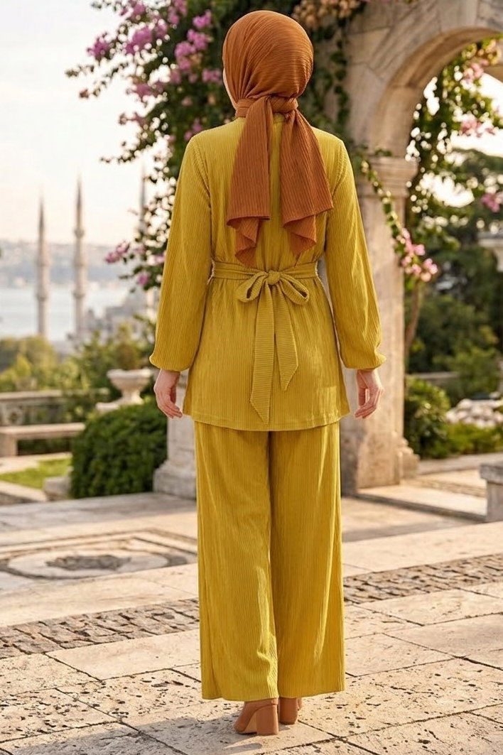 Fitilli Kuşaklı İkili Takım Yağ Yeşili - 28832-YAG-YESILI - 3