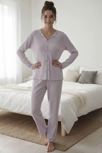 Fitilli Pijama Takımı - 28069-GRI 