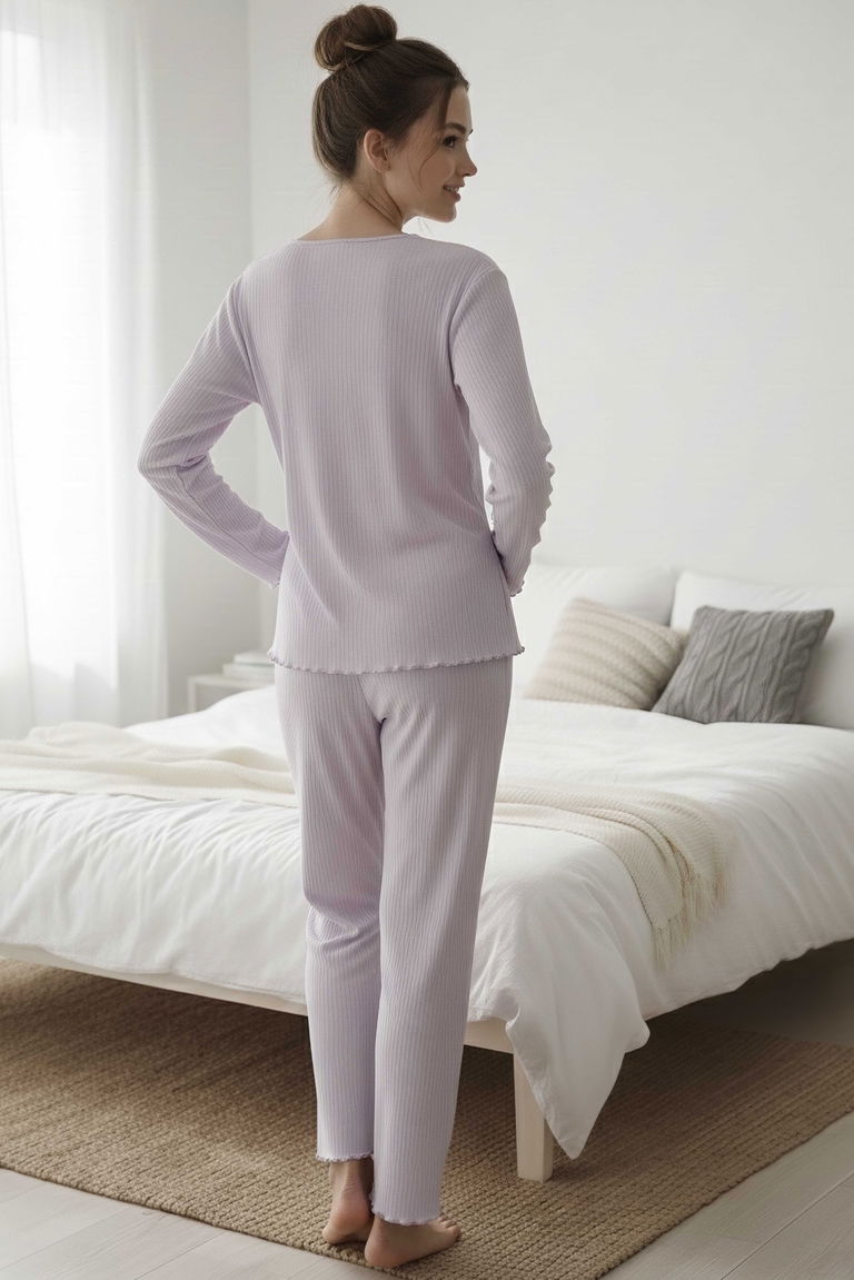 Fitilli Pijama Takımı - 28069-GRI - TOFİSA