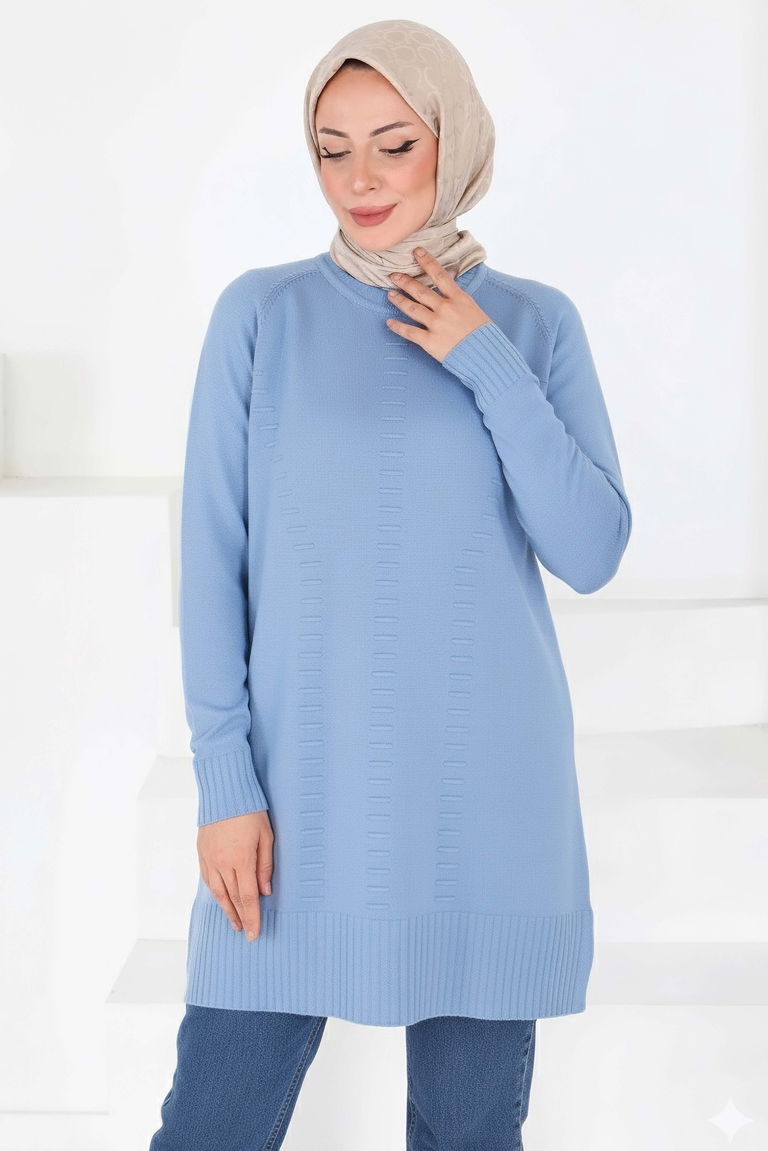 Fitilli Triko Tunik - 27795-BEBE-MAVI - TOFİSA