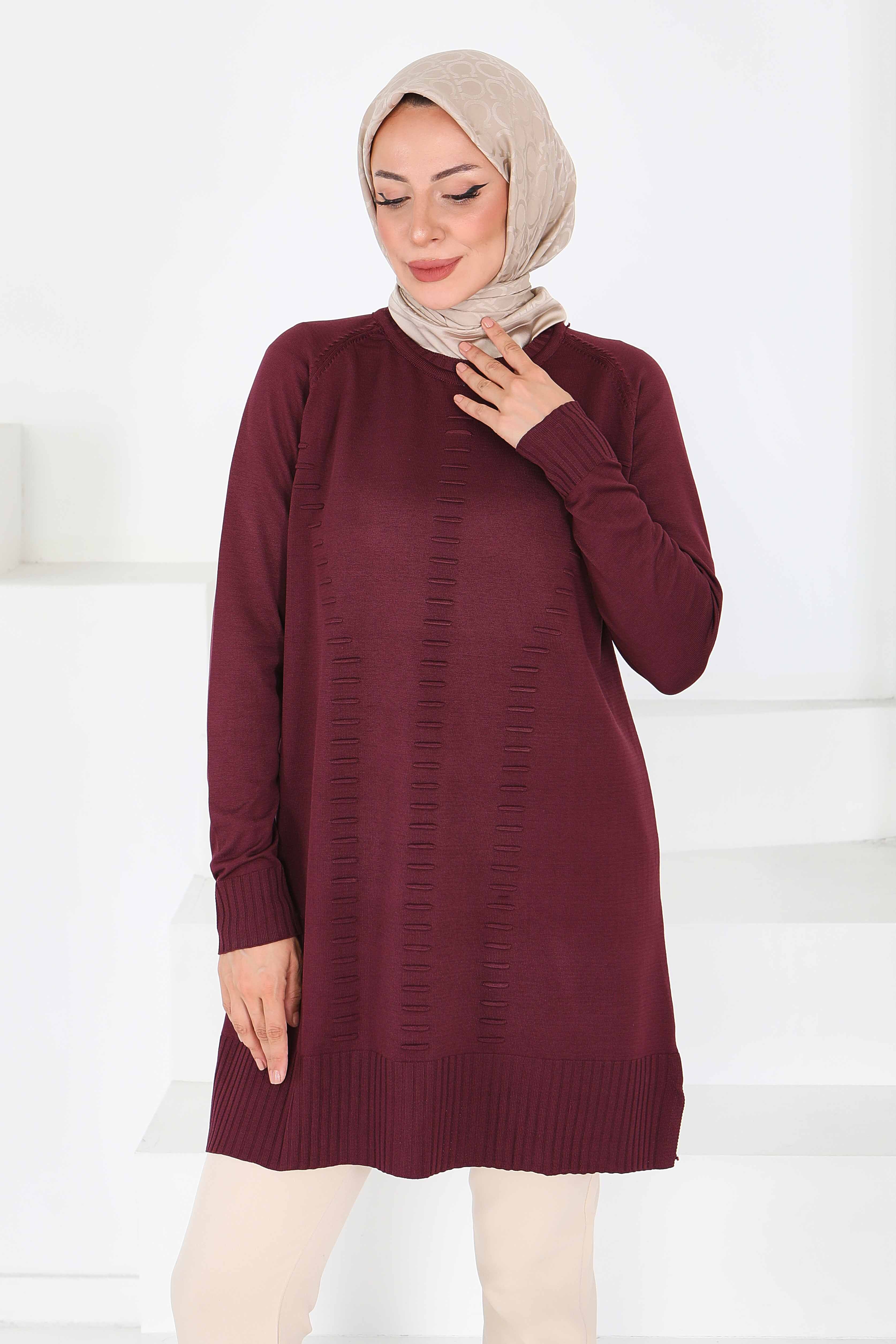Fitilli Triko Tunik - 27795-BORDO - 2
