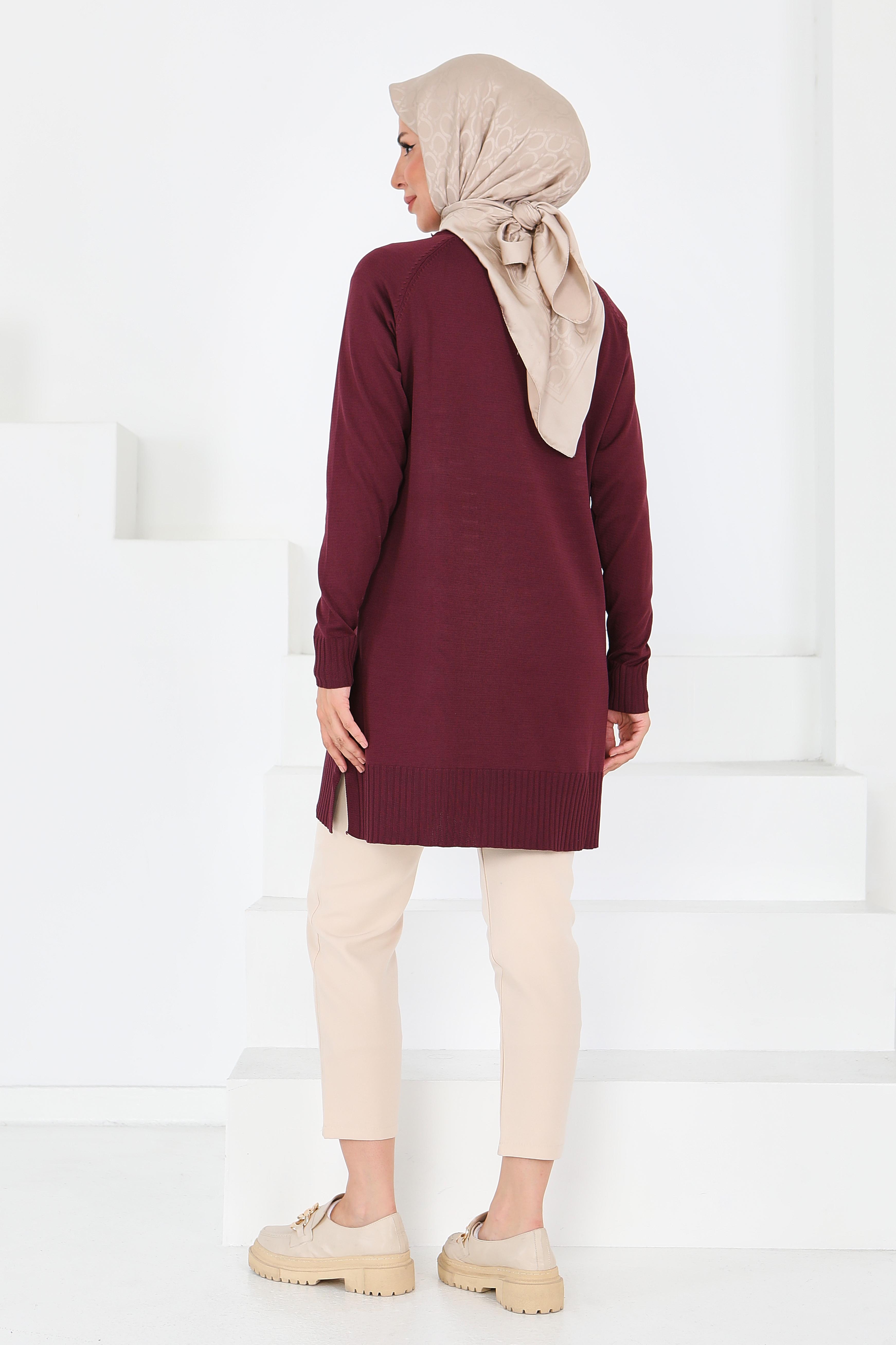Fitilli Triko Tunik - 27795-BORDO - 5