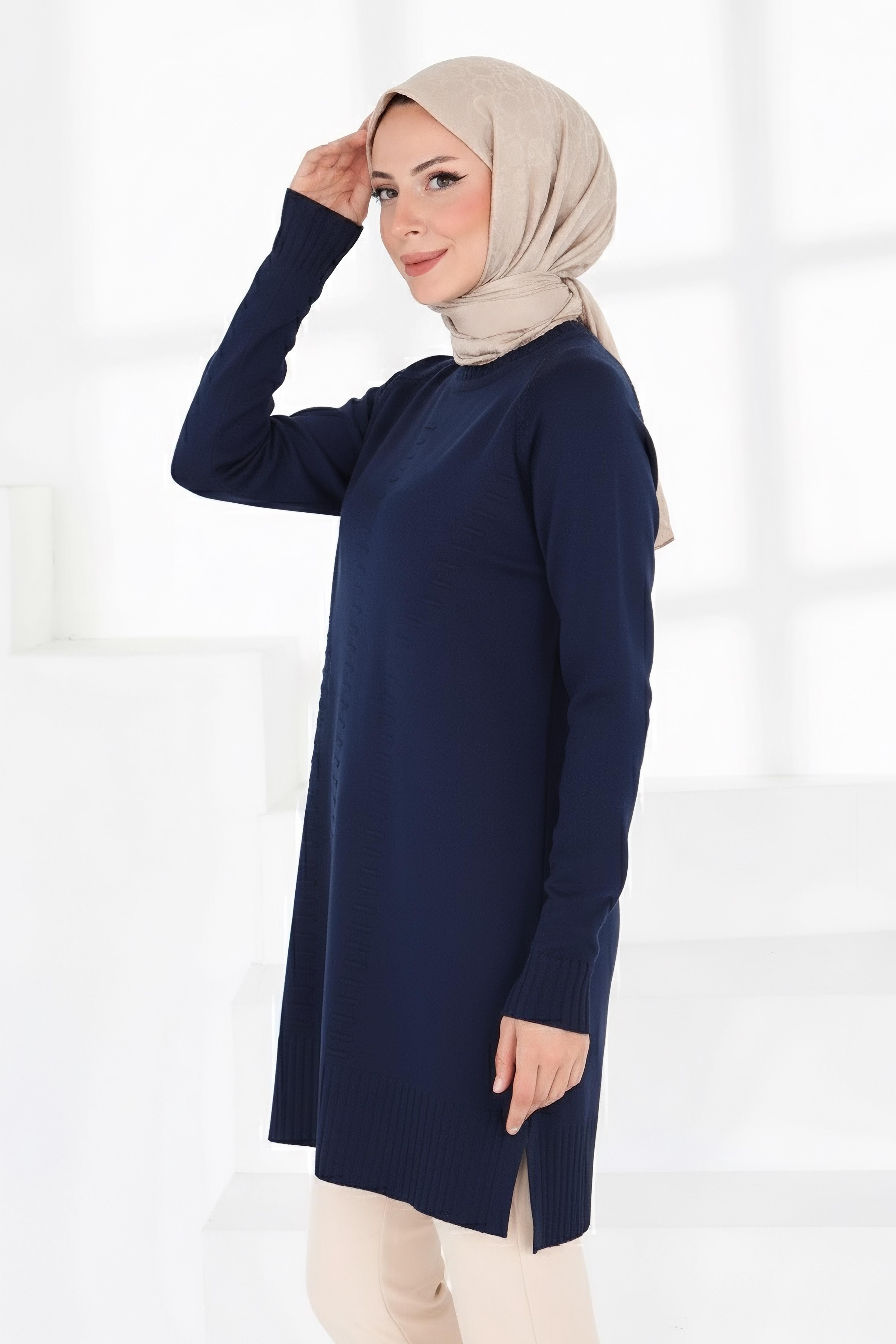 Fitilli Triko Tunik - 27795-LACIVERT - 2