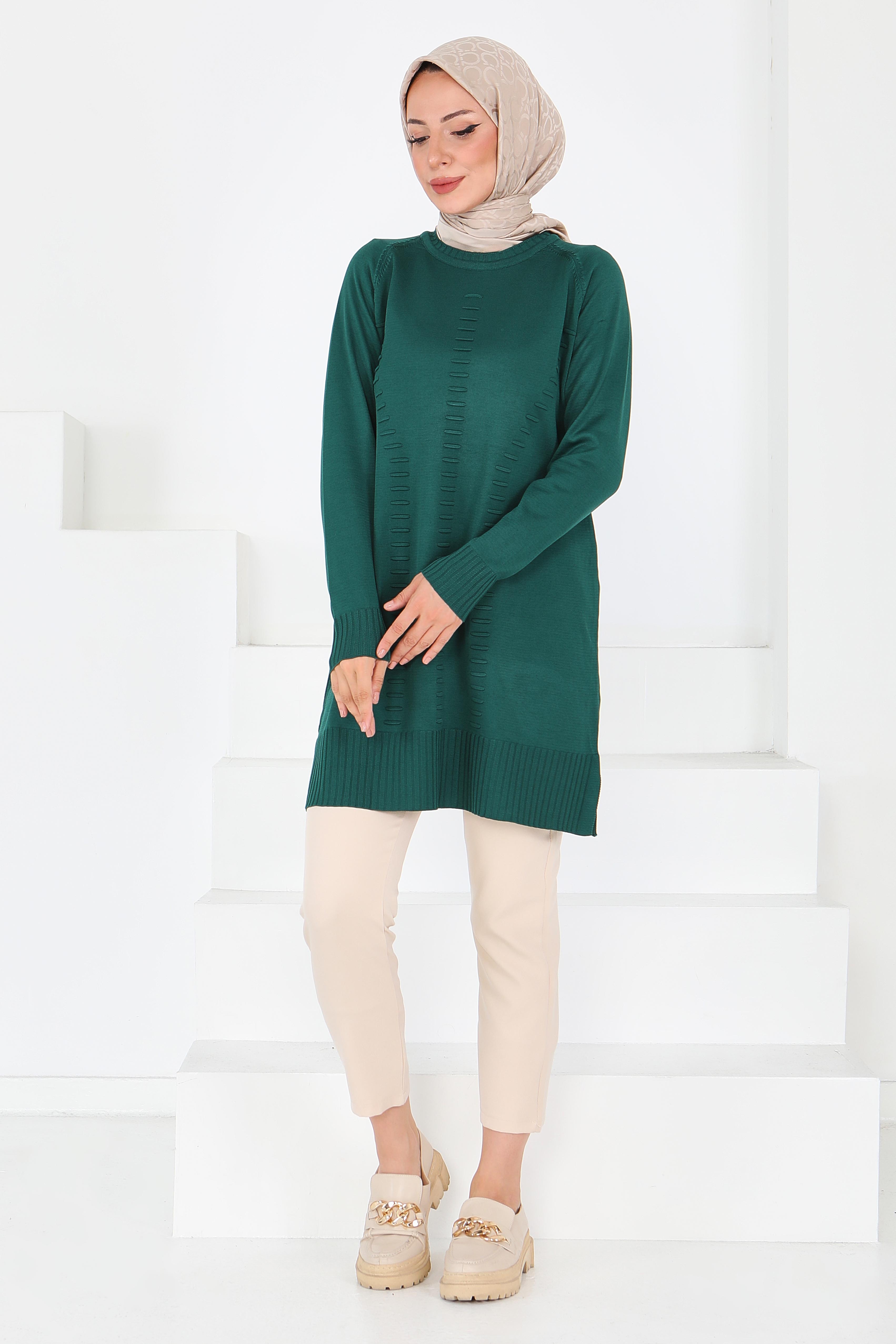 Fitilli Triko Tunik - 27795-ZUMRUT - 4