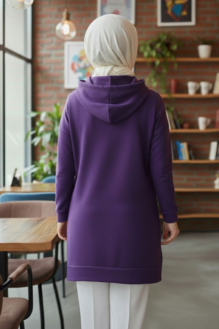 Fiyonk Baskılı İki İplik Tunik - 2072-MOR - 3