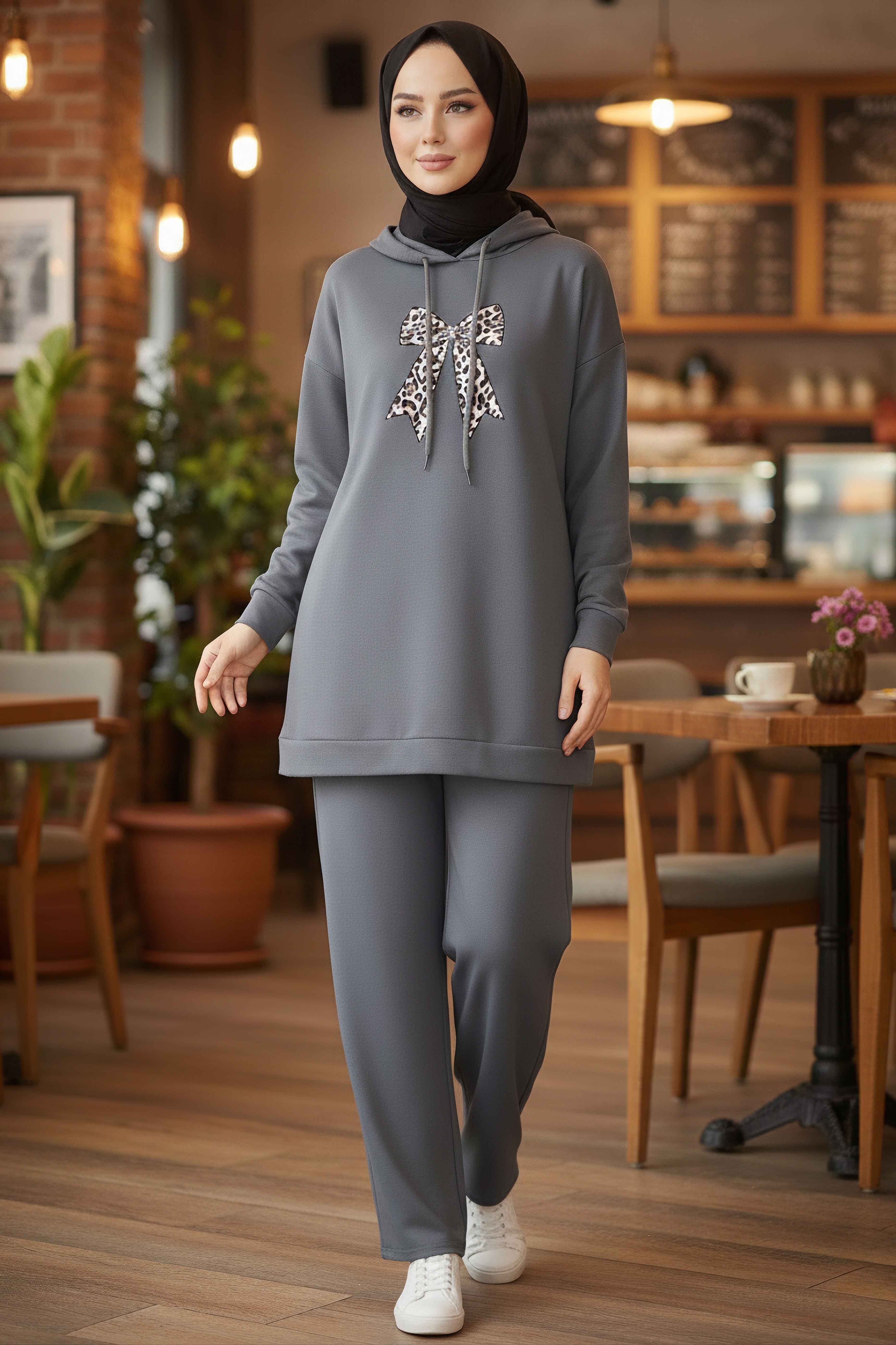 Fiyonk Detaylı İki İplik İkiili Takım - 2066-FUME - 1