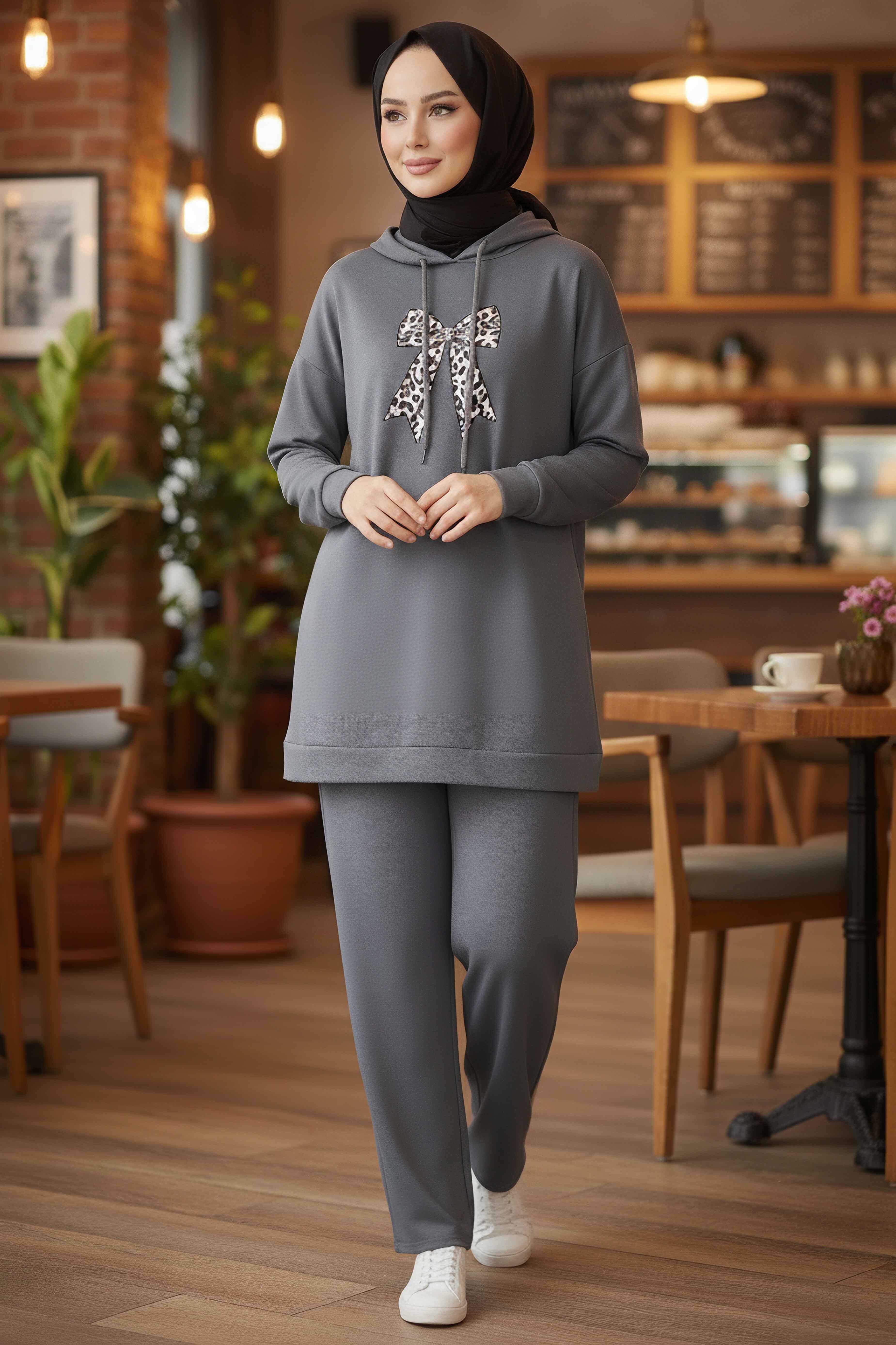 Fiyonk Detaylı İki İplik İkiili Takım - 2066-FUME - 2