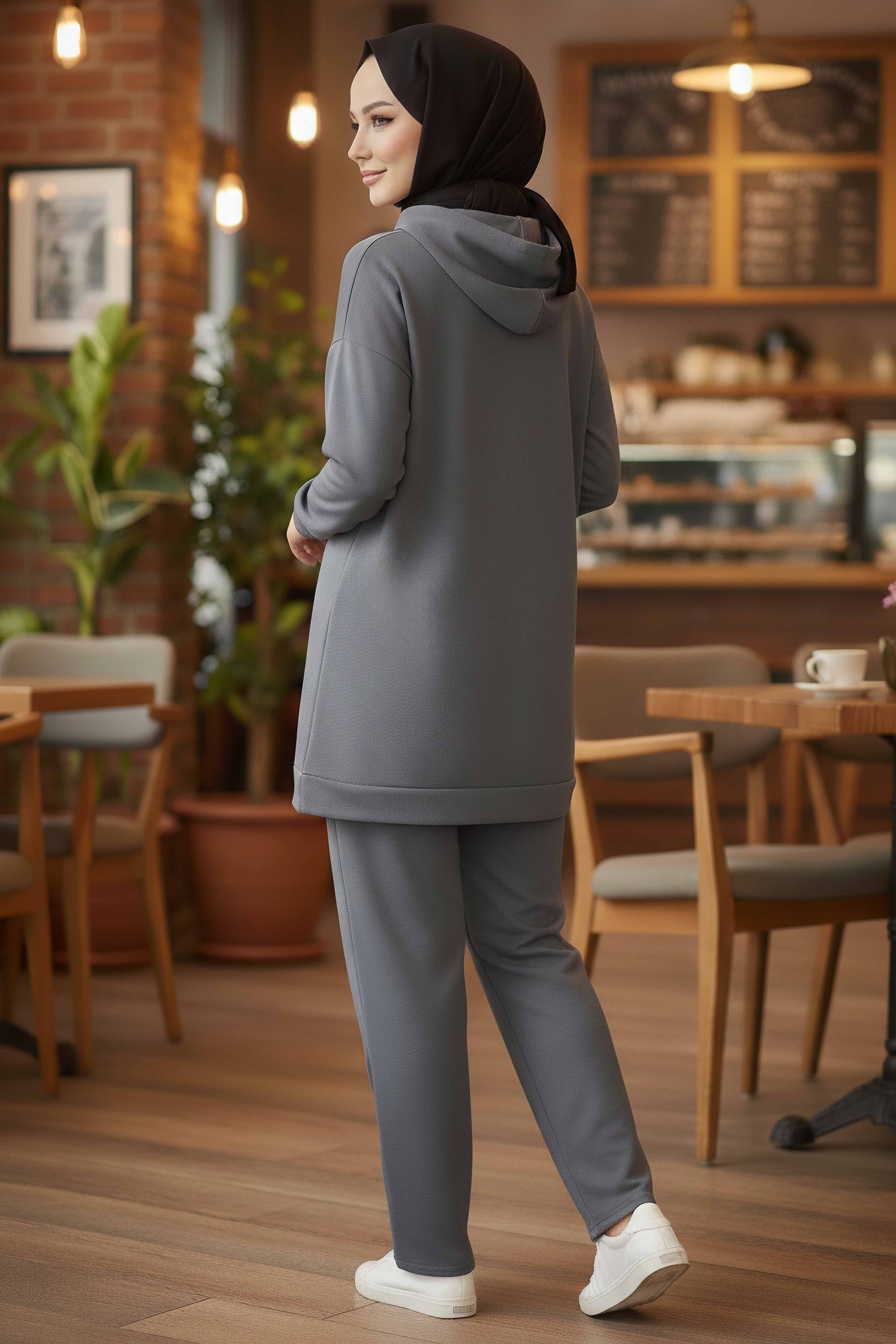 Fiyonk Detaylı İki İplik İkiili Takım - 2066-FUME - 3