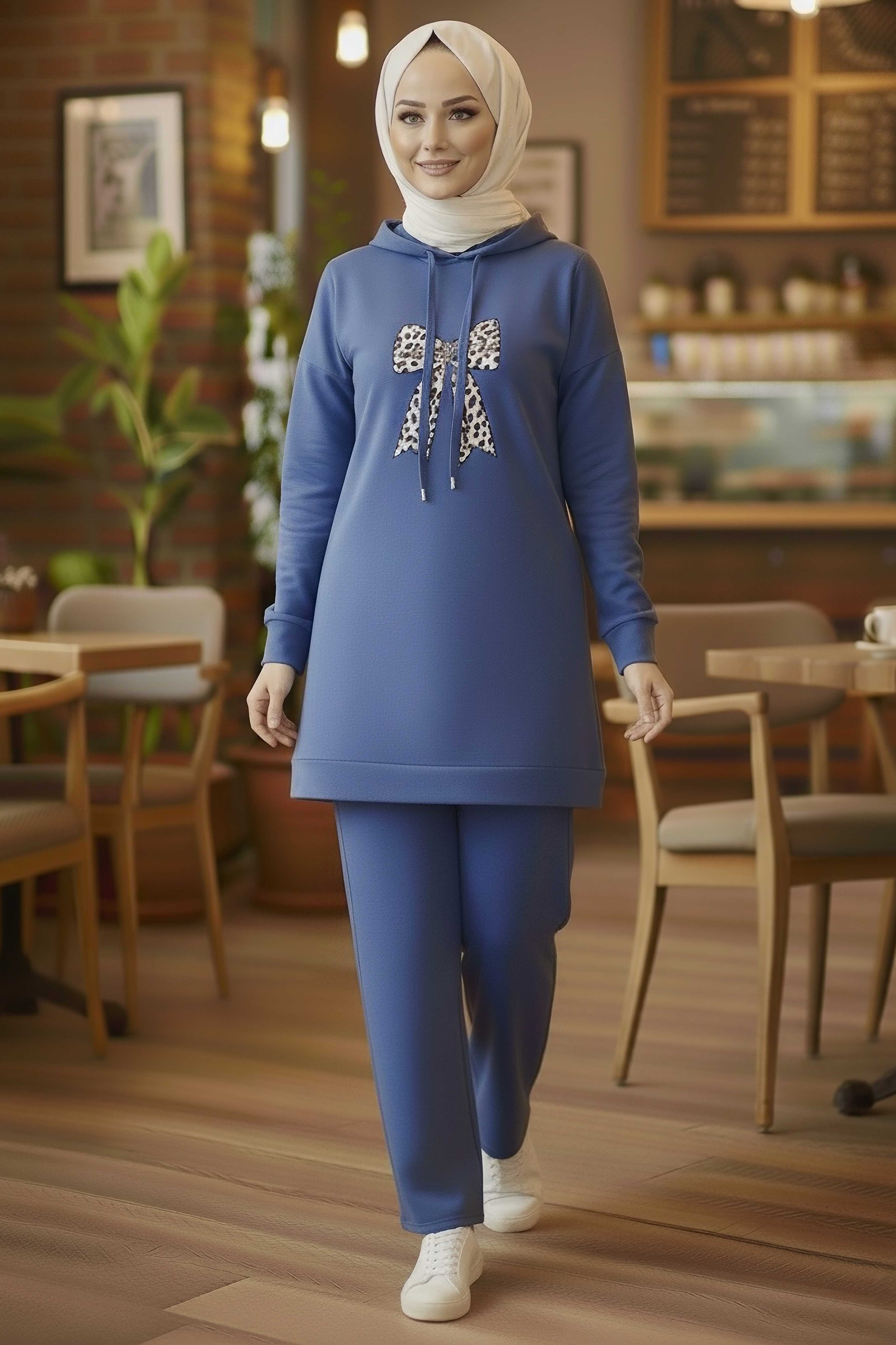 Fiyonk Detaylı İki İplik İkiili Takım - 2066-INDIGO - 1