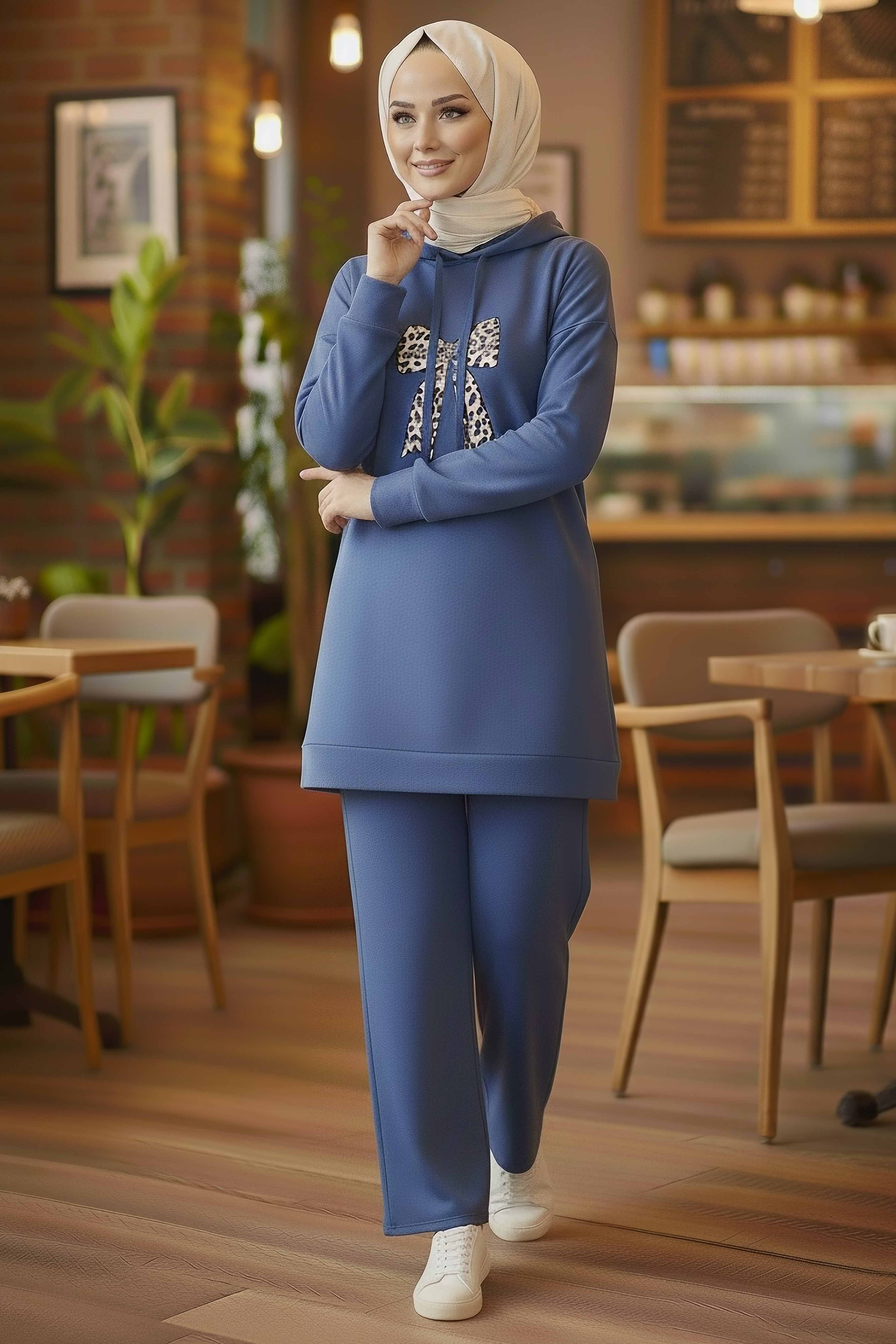 Fiyonk Detaylı İki İplik İkiili Takım - 2066-INDIGO - 2