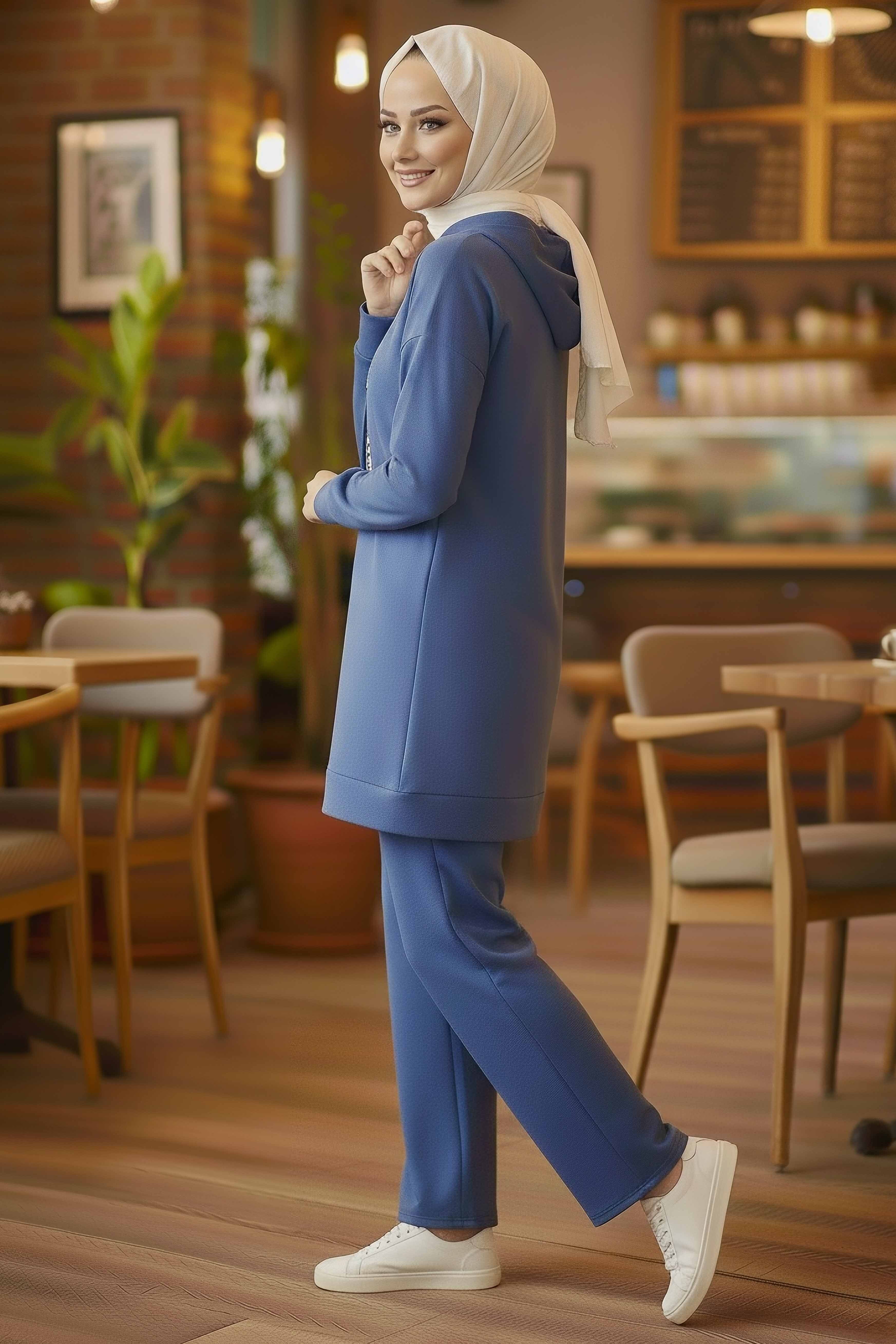 Fiyonk Detaylı İki İplik İkiili Takım - 2066-INDIGO - 3