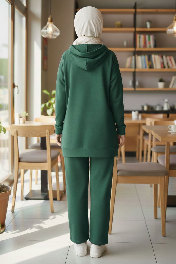 Fiyonk Detaylı İki İplik İkiili Takım - 2066-ZUMRUT - 3