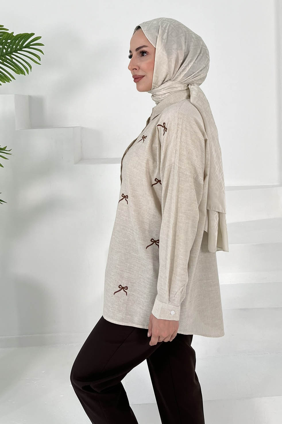 Fiyonk Nakışlı Tunik Bej - 27035 - 5