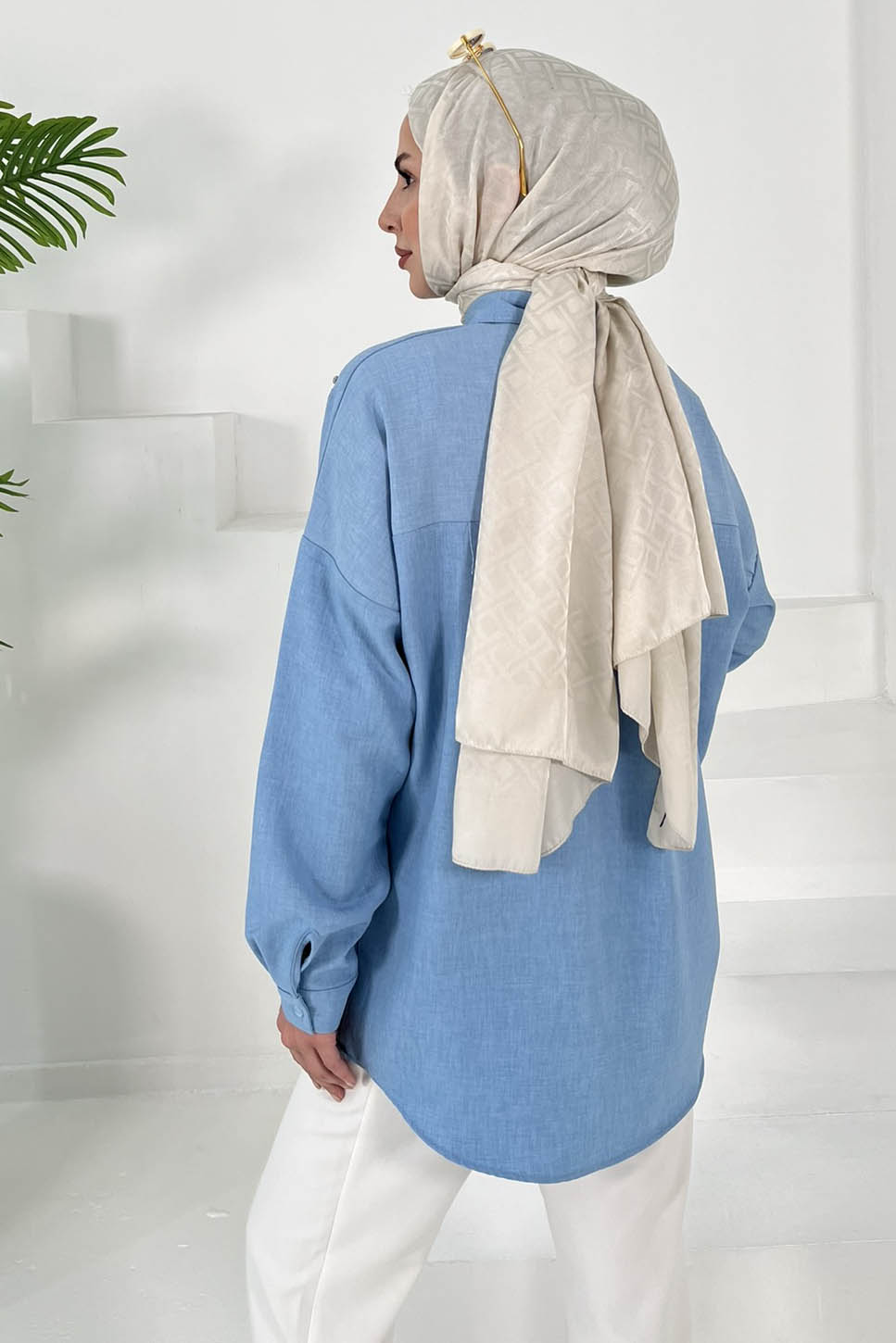 Fiyonk Nakışlı Tunik Mavi - 27035 - 5