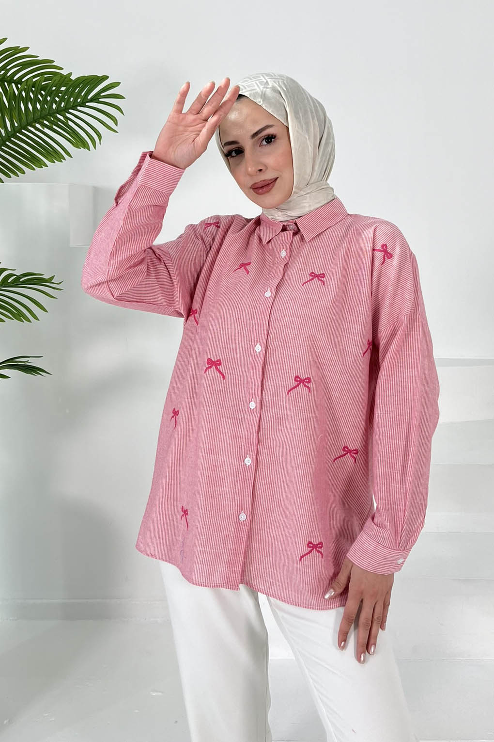 Fiyonk Nakışlı Tunik Pembe - 27035 - 1