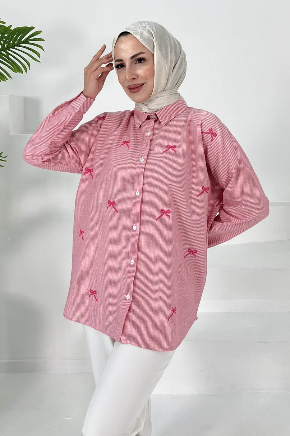Fiyonk Nakışlı Tunik Pembe - 27035 - 3