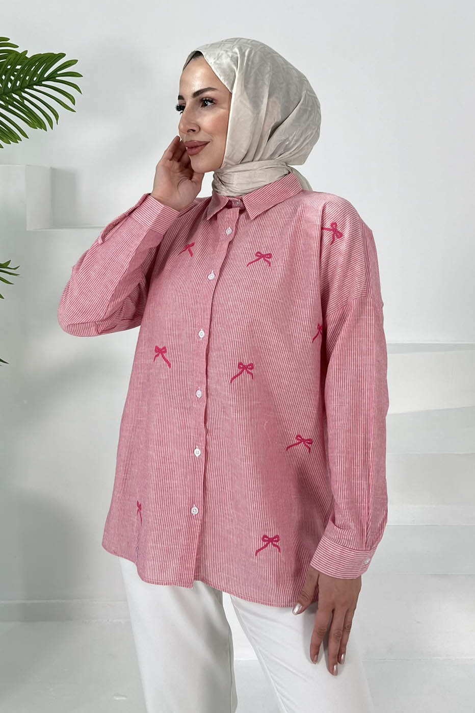 Fiyonk Nakışlı Tunik Pembe - 27035 - 4