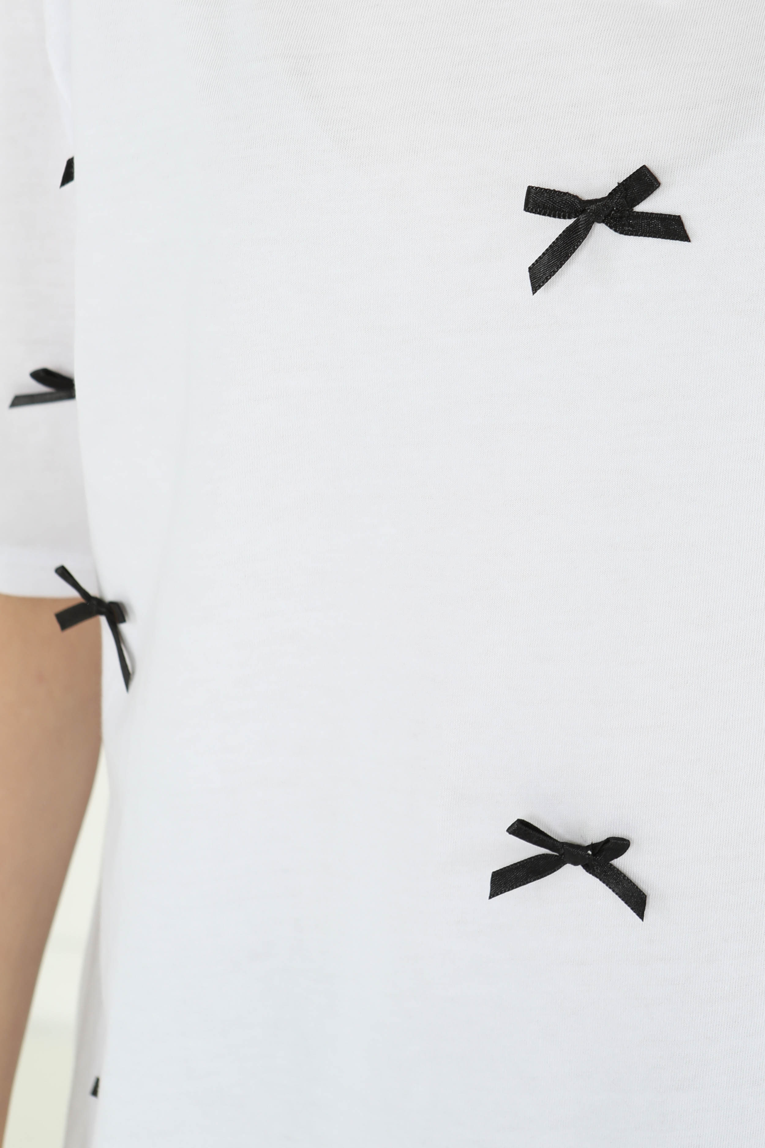 Fiyonklu Kısa Kollu T-Şhirt Beyaz - 27127 - 11