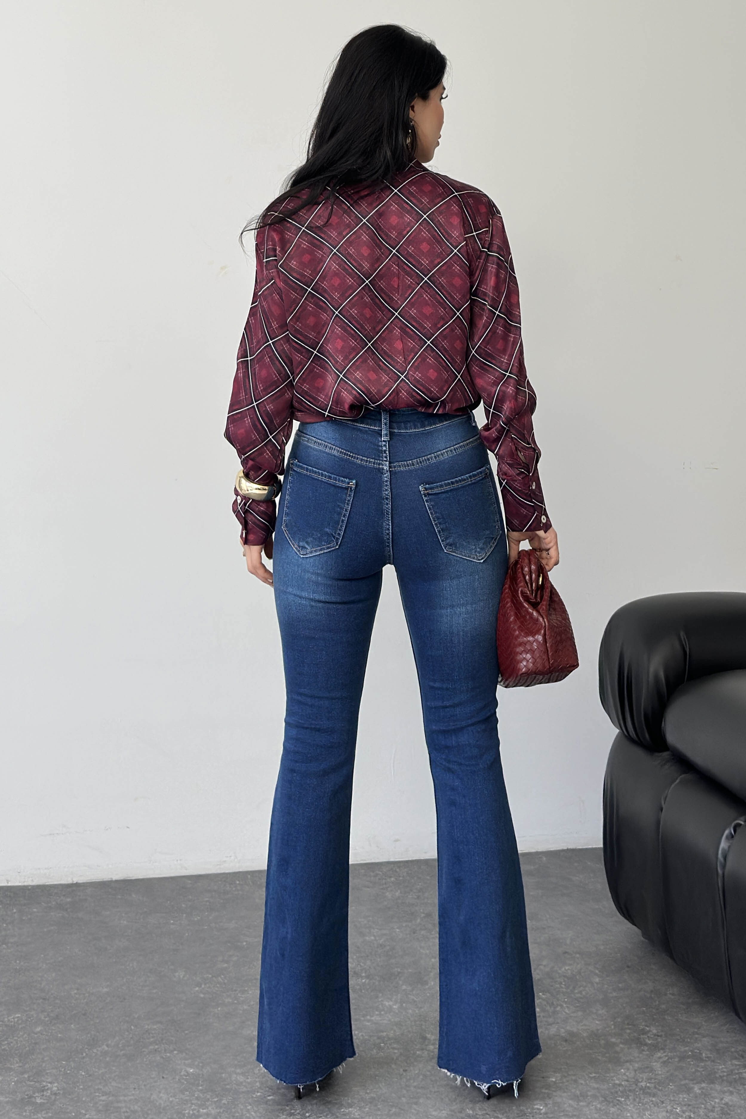 Flaer Ispanyol Pantolon - 28283-KOYU-MAVI - 6