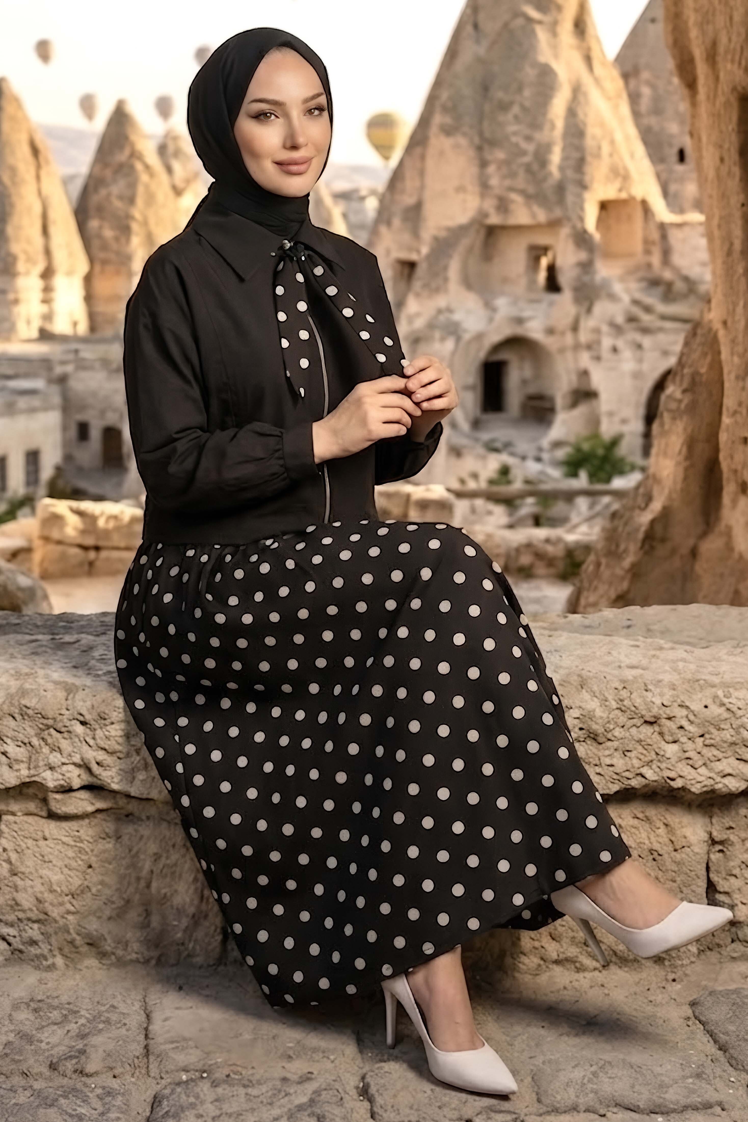 Flar Detaylı Etek İkili Takım Siyah - 28492-SIYAH - 1