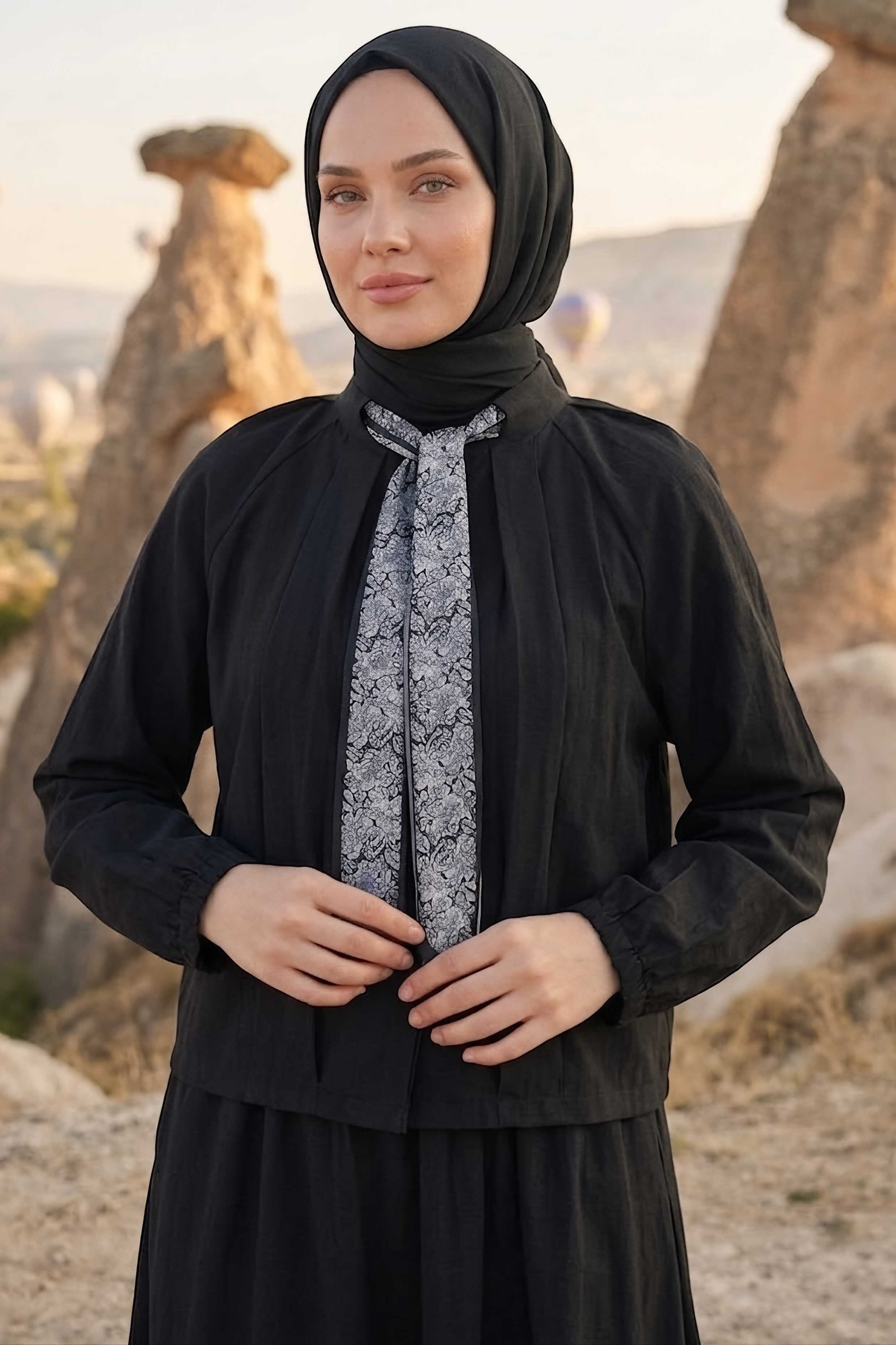 Flarlı Etek Gömlek Takım Siyah - 28551-SIYAH - 3