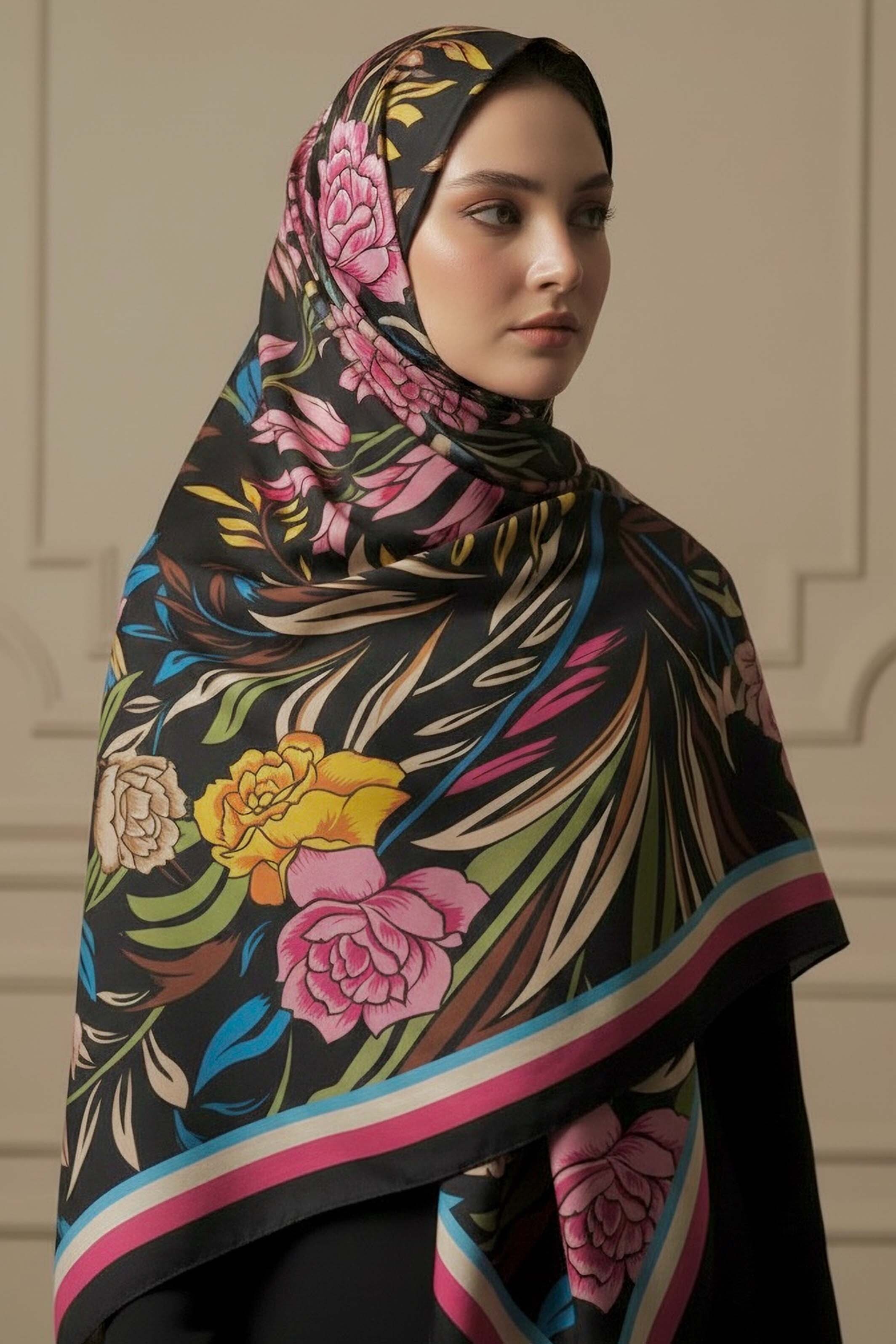 Floral Essence Serisi Pamuk Şal - 28111-FUSYA - 1