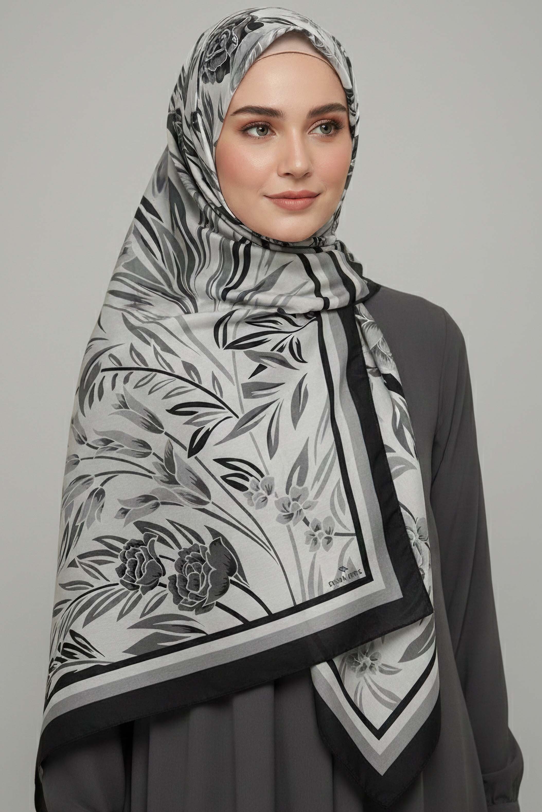 Floral Essence Serisi Pamuk Şal - 28111-GRI - 1