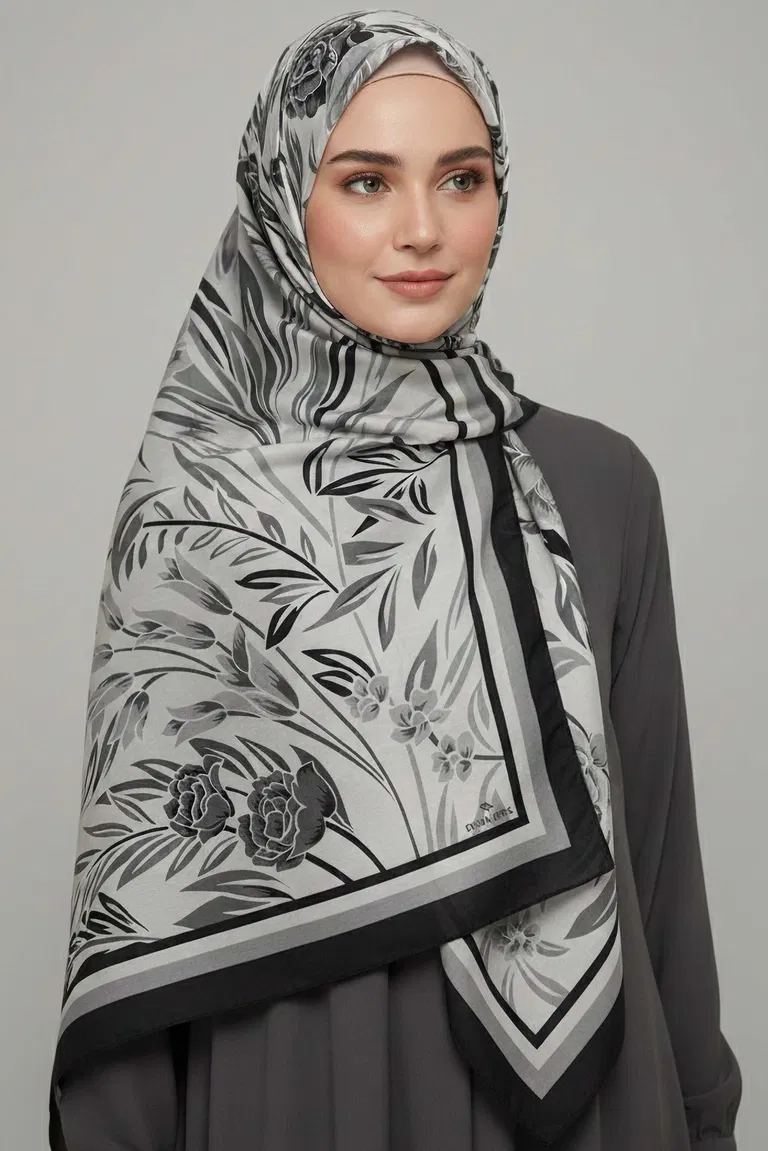 Floral Essence Serisi Pamuk Şal - 28111-GRI - TOFİSA