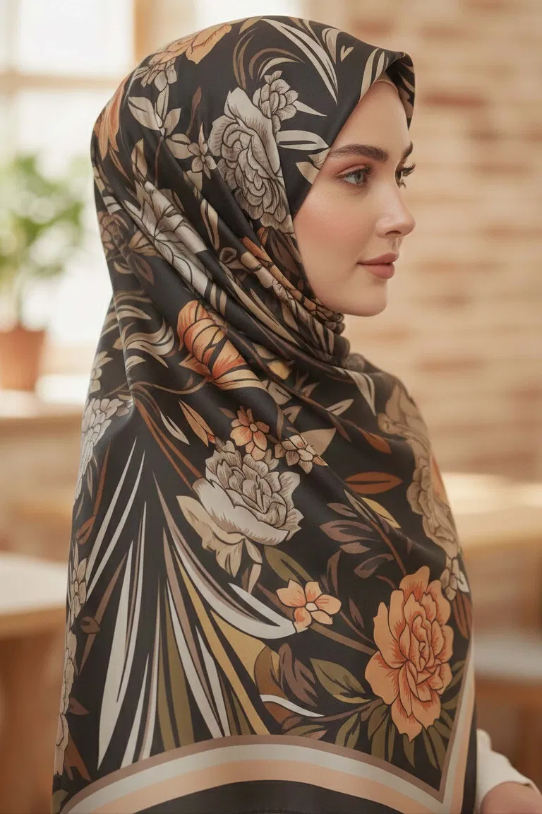 Floral Essence Serisi Pamuk Şal - 28111-ORANJ - TOFİSA