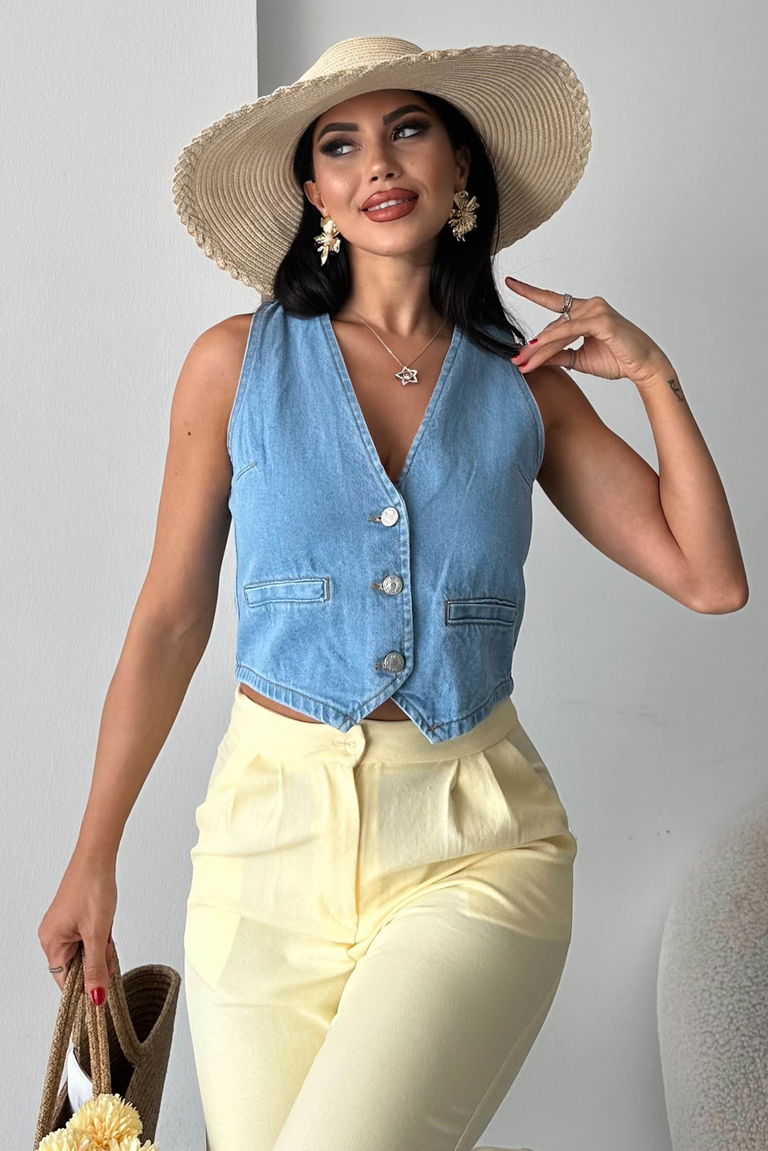 Flotalı Kot Yelek - 27300 - TOFİSA