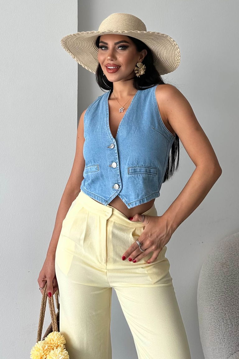 Flotalı Kot Yelek - 27300 - TOFİSA