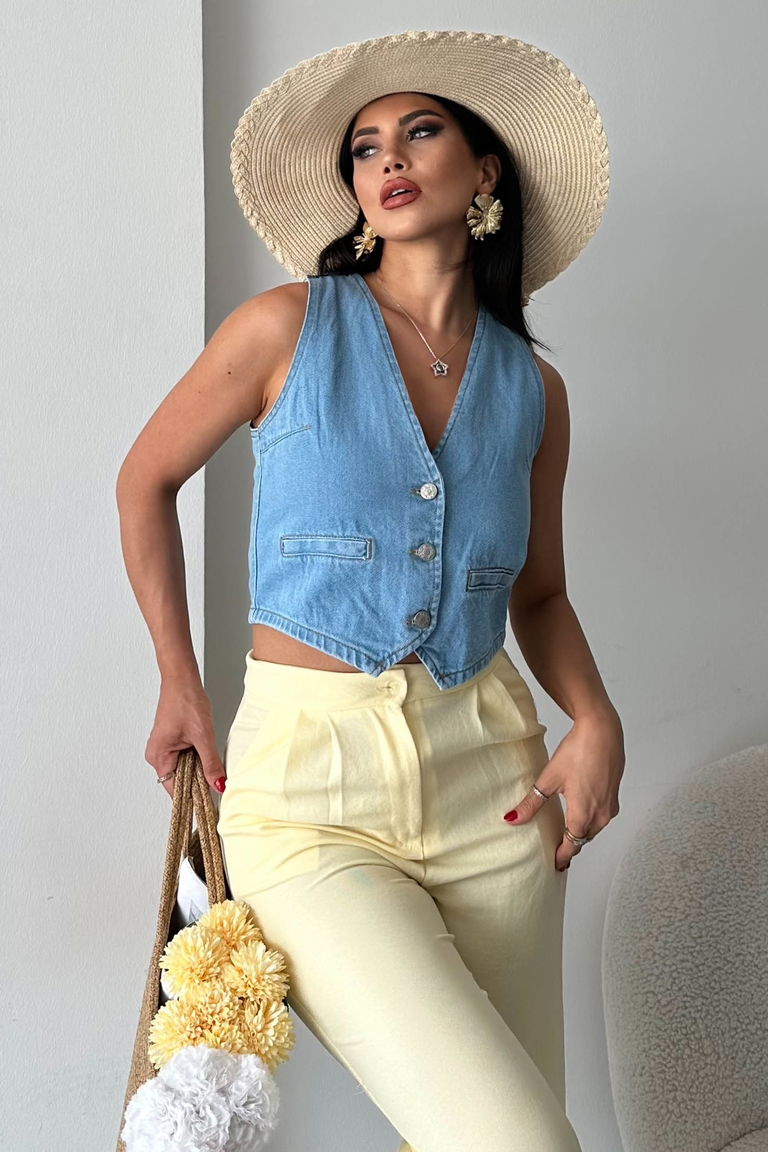 Flotalı Kot Yelek - 27300 - TOFİSA