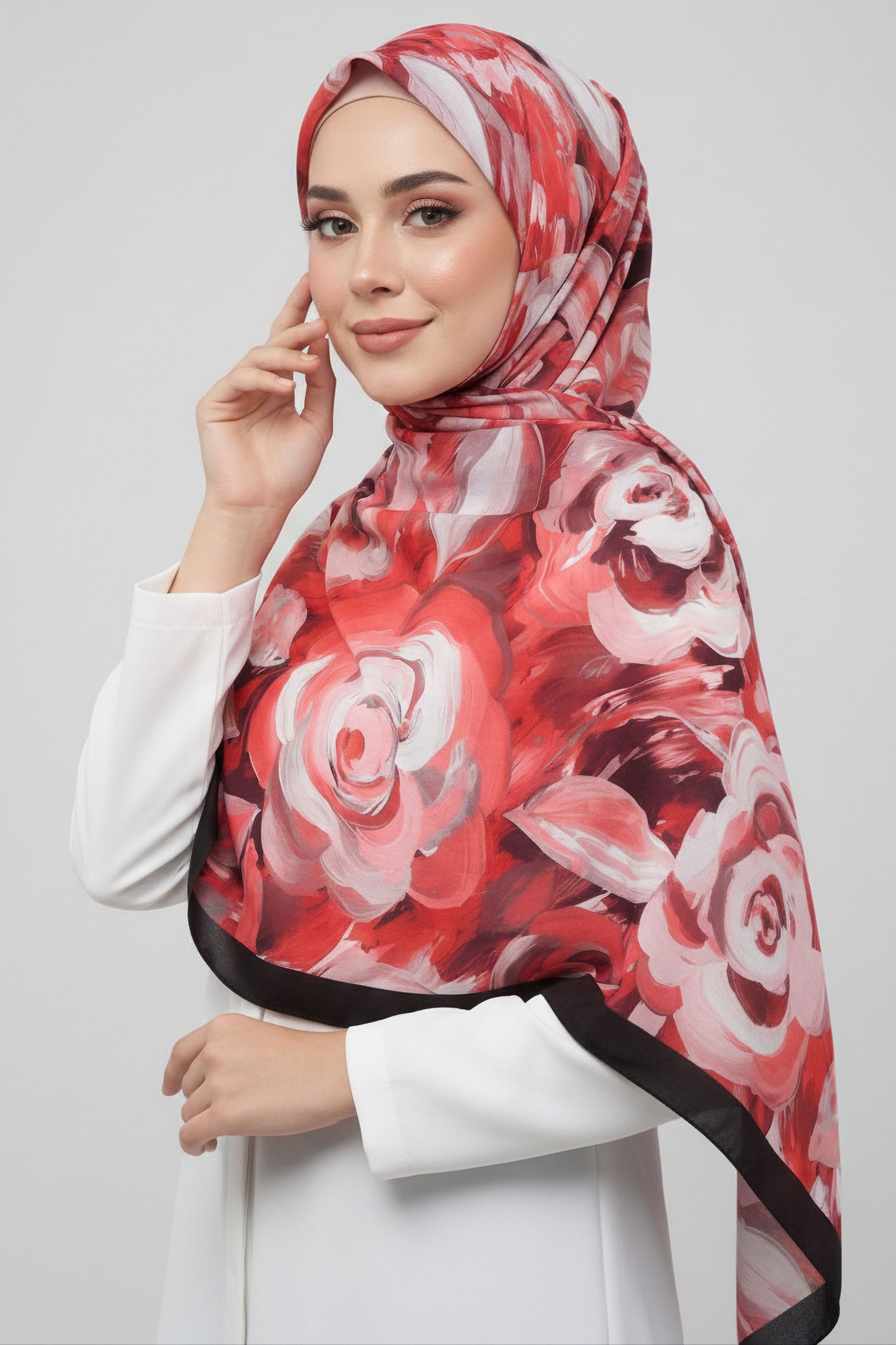 Flower Garden Serisi Pamuklu Şal - 28090-KIRMIZI - 1