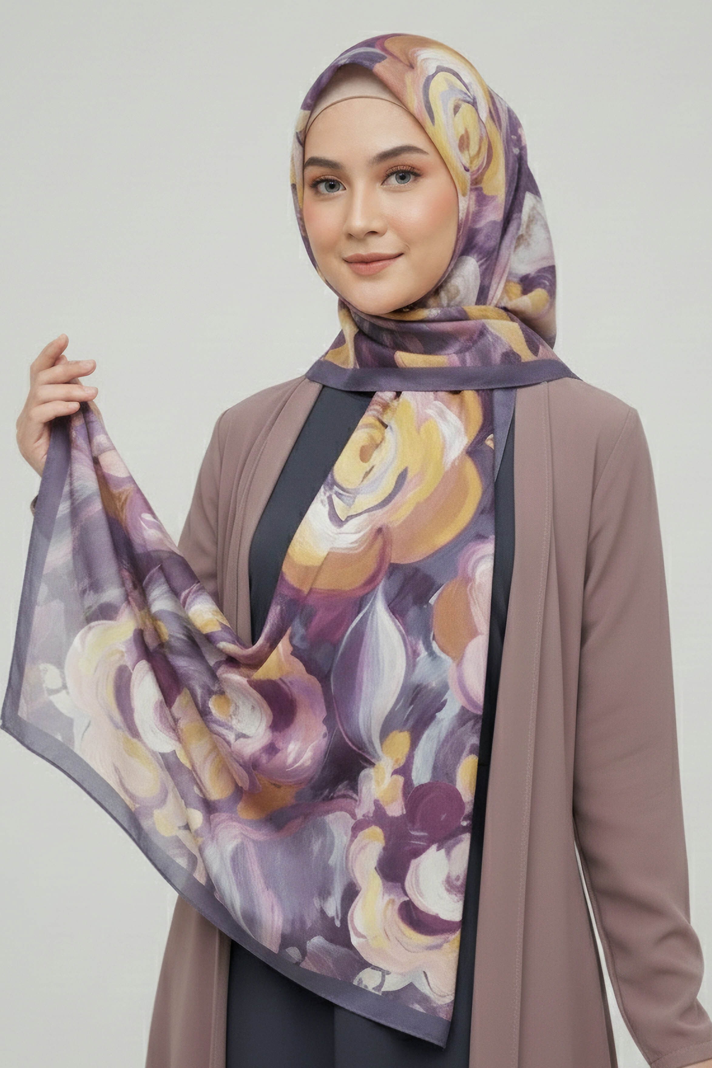 Flower Garden Serisi Pamuklu Şal - 28090-LILA - 2