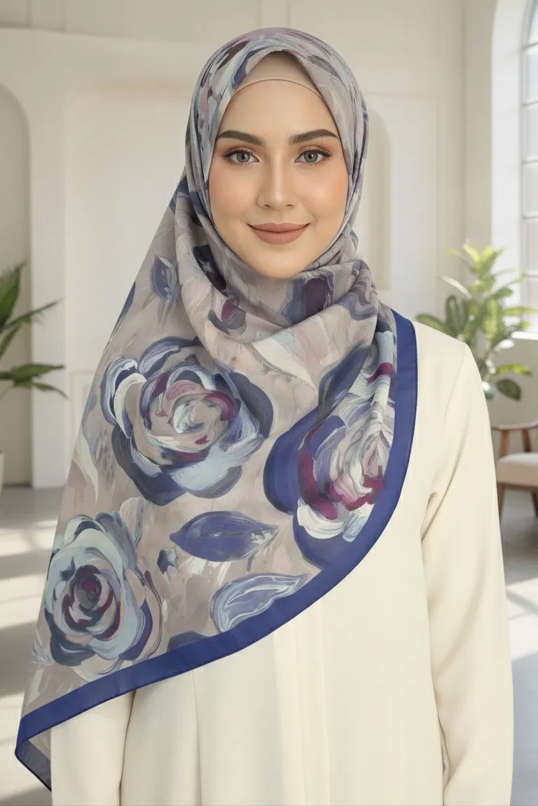 Flower Garden Serisi Pamuklu Şal - 28090-MOR - TOFİSA